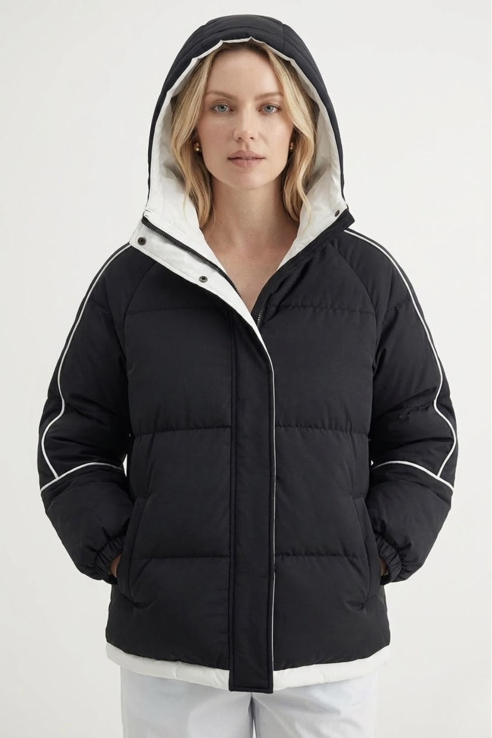 Women's Insulated Hooded Puffer Jacket - Windproof Winter Parka