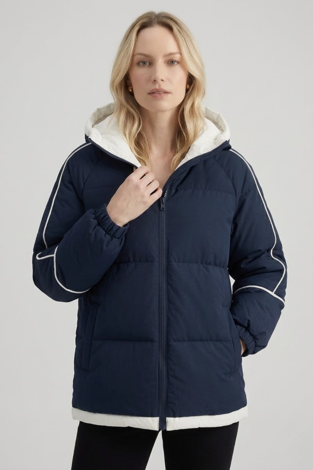 Women's Insulated Hooded Puffer Jacket - Windproof Winter Parka