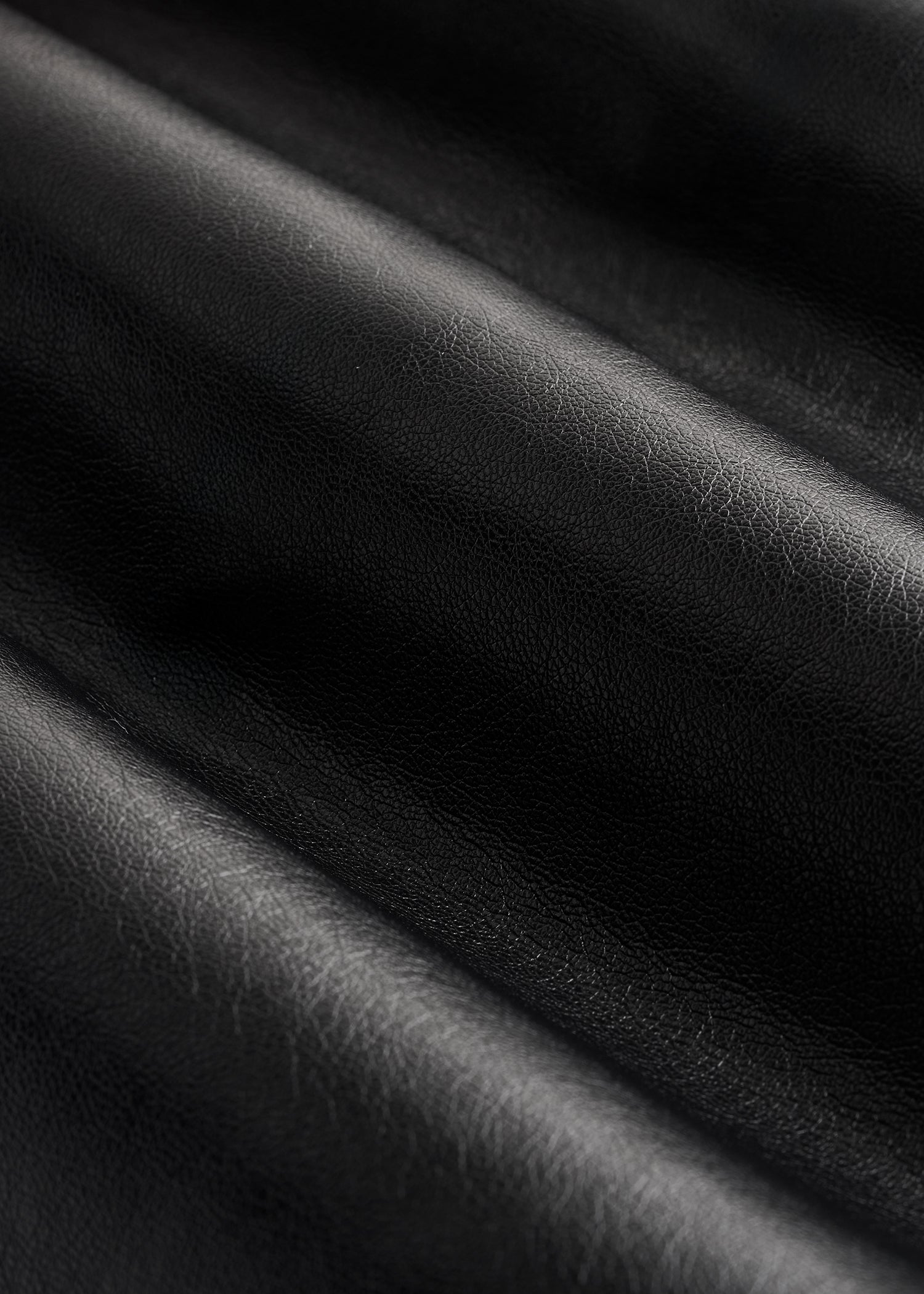 True Touch Leather Double-Breasted Blazer in Obsidian Black