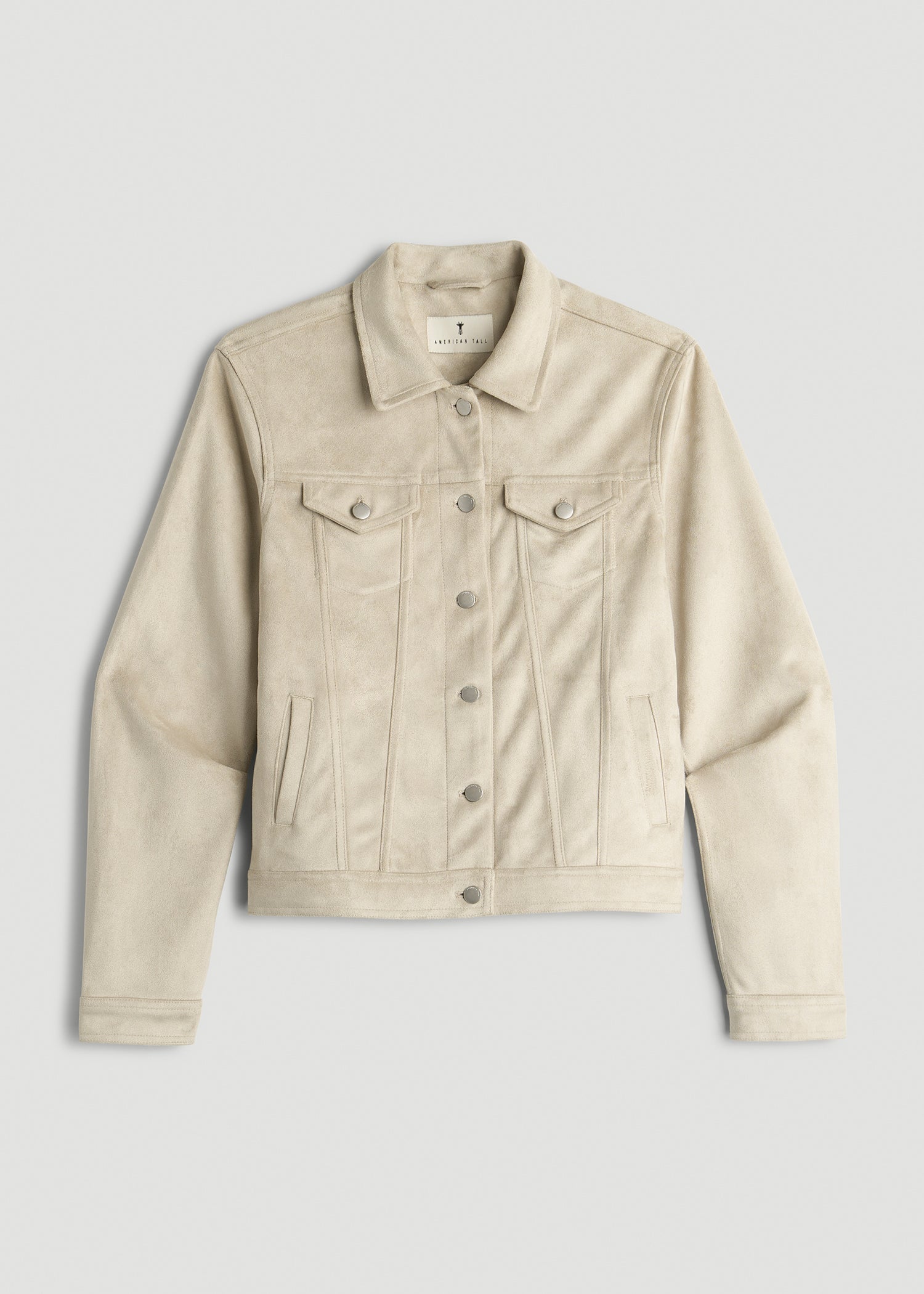 True Touch Suede Trucker Jacket in Overcast Grey