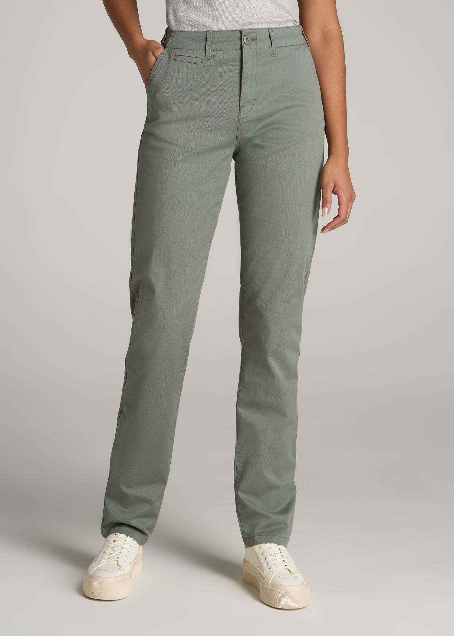 High Rise Tapered Chino Pants Wreath Green