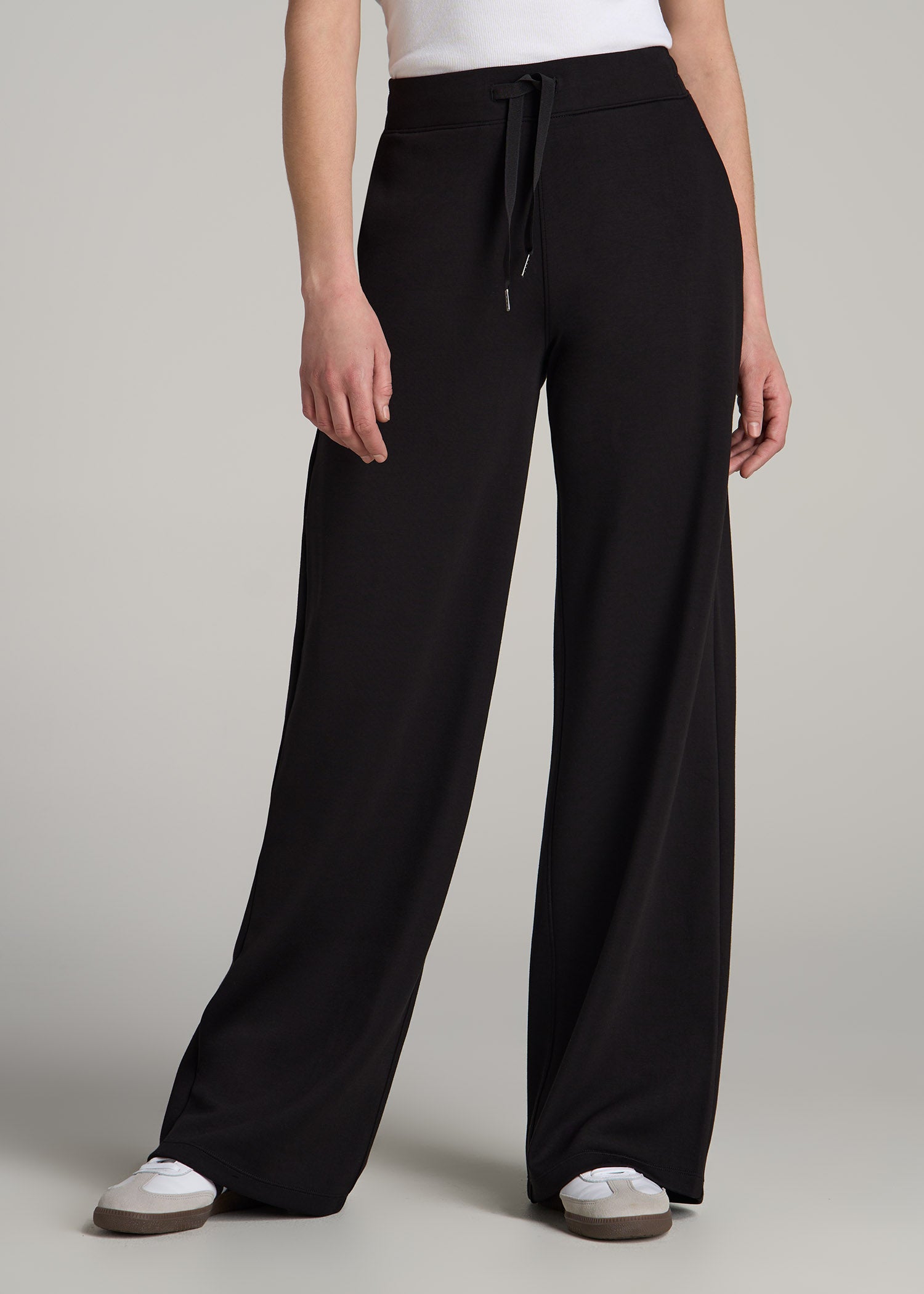 Pull-On Tie Waist Wide Leg Pants Black