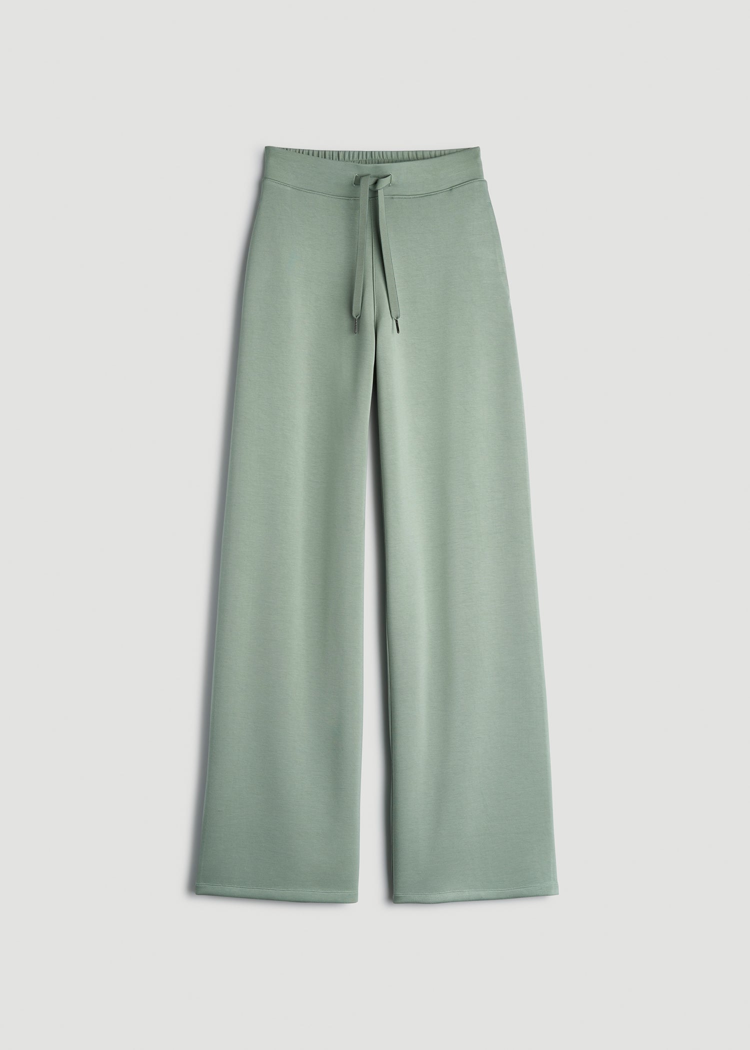 Pull-On Tie Waist Wide Leg Pants Seagrass