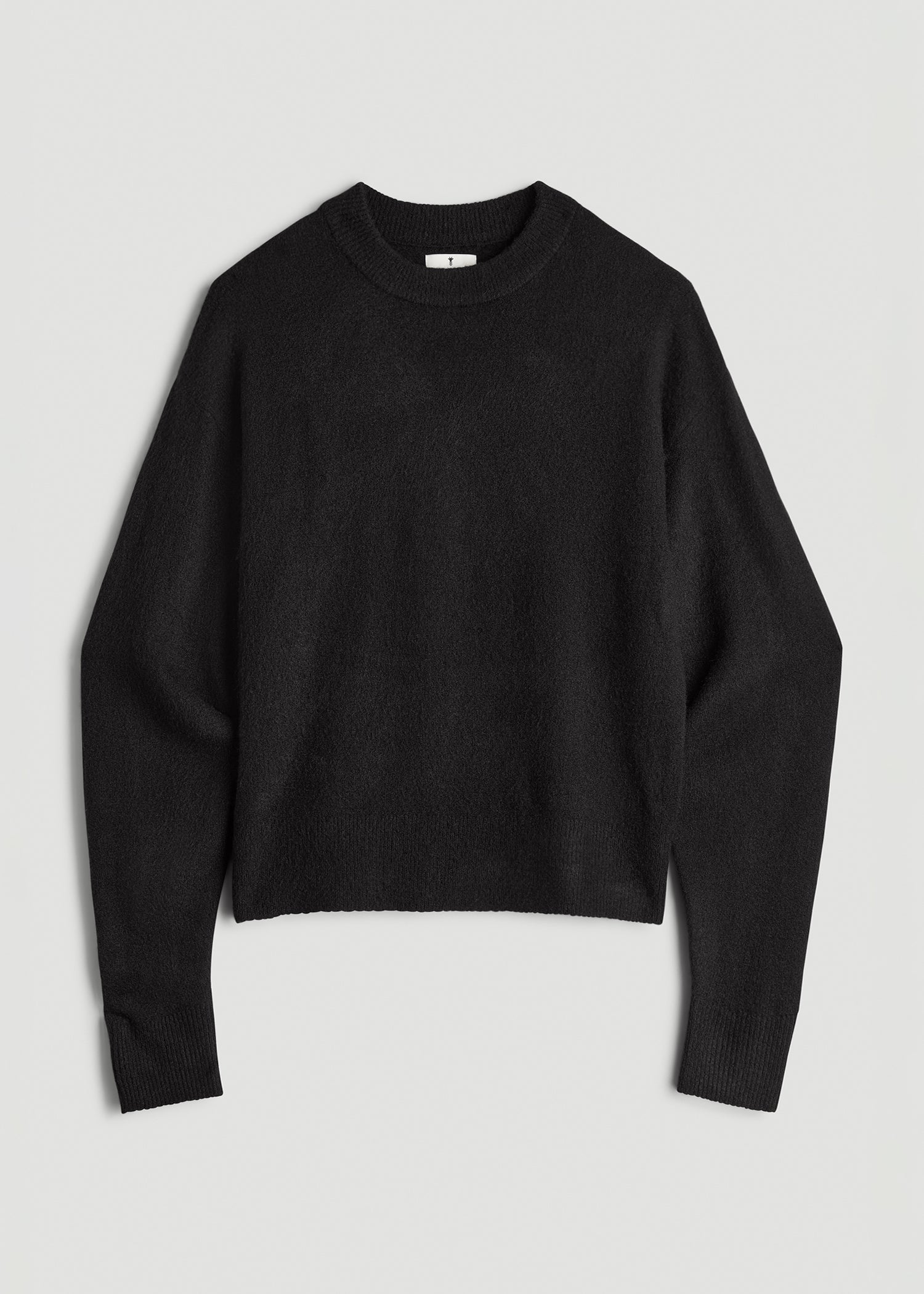 Crewneck Wool Blend Tall Women's Sweater in Black