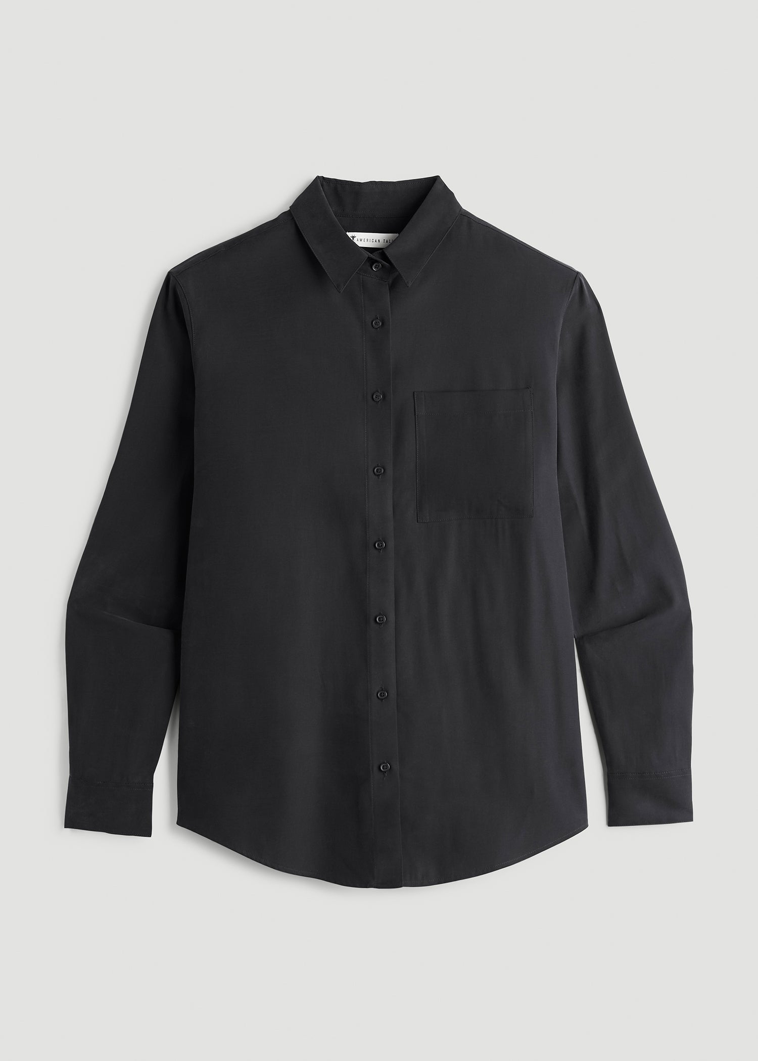 Button-Up Single-Pocket Blouse Black