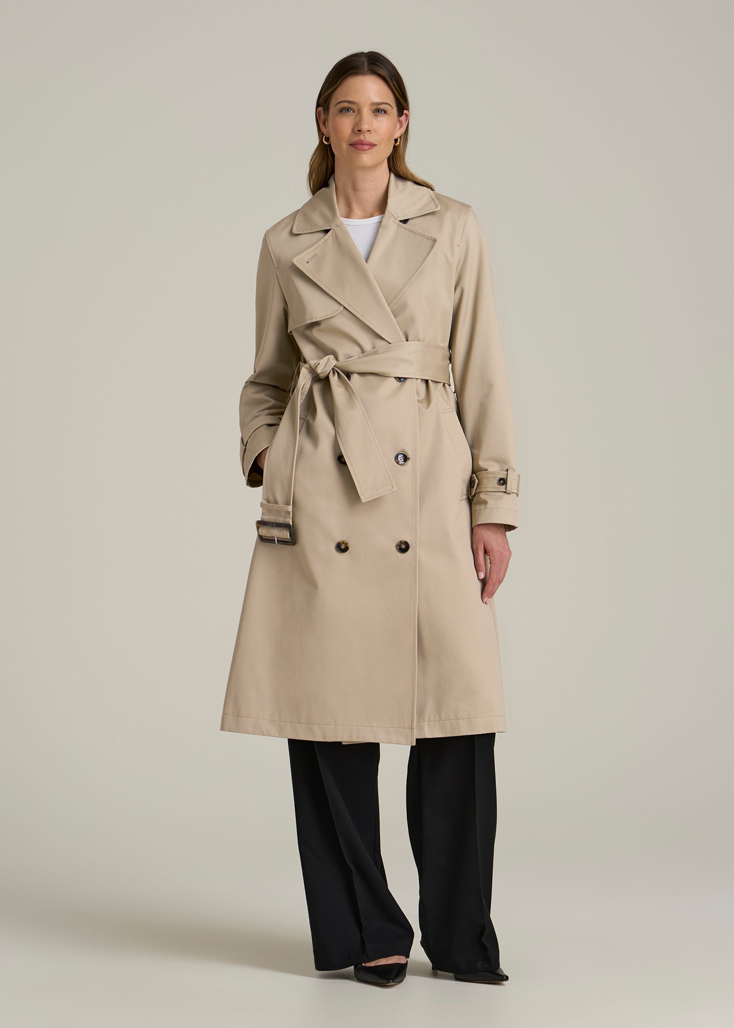 Double-Breasted Trench Coat in Classic Light Khaki