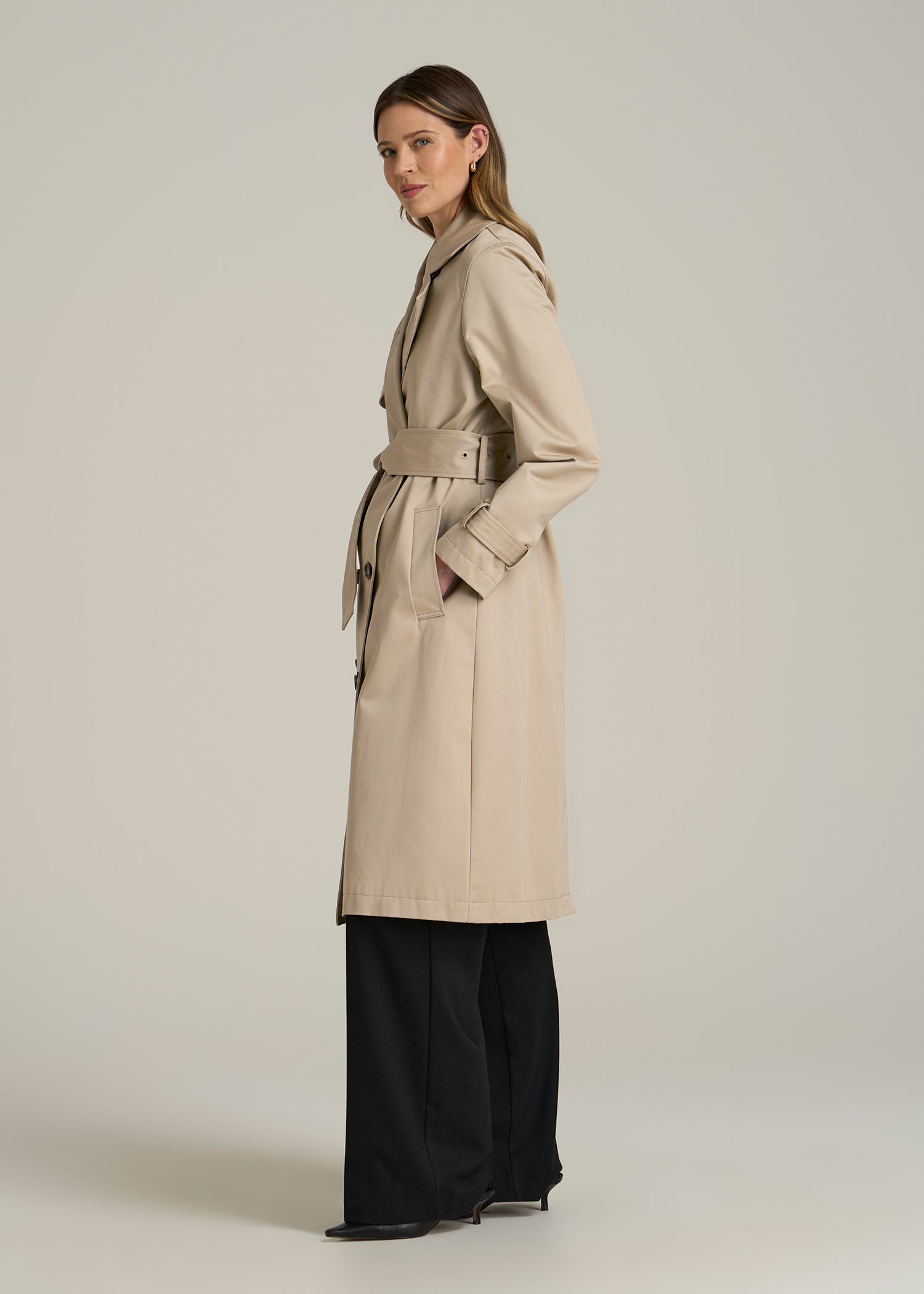 Double-Breasted Trench Coat in Classic Light Khaki