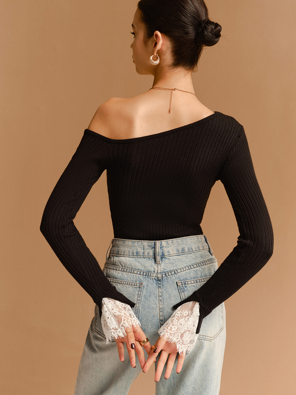 Slim Shirt with Lace Cuffs