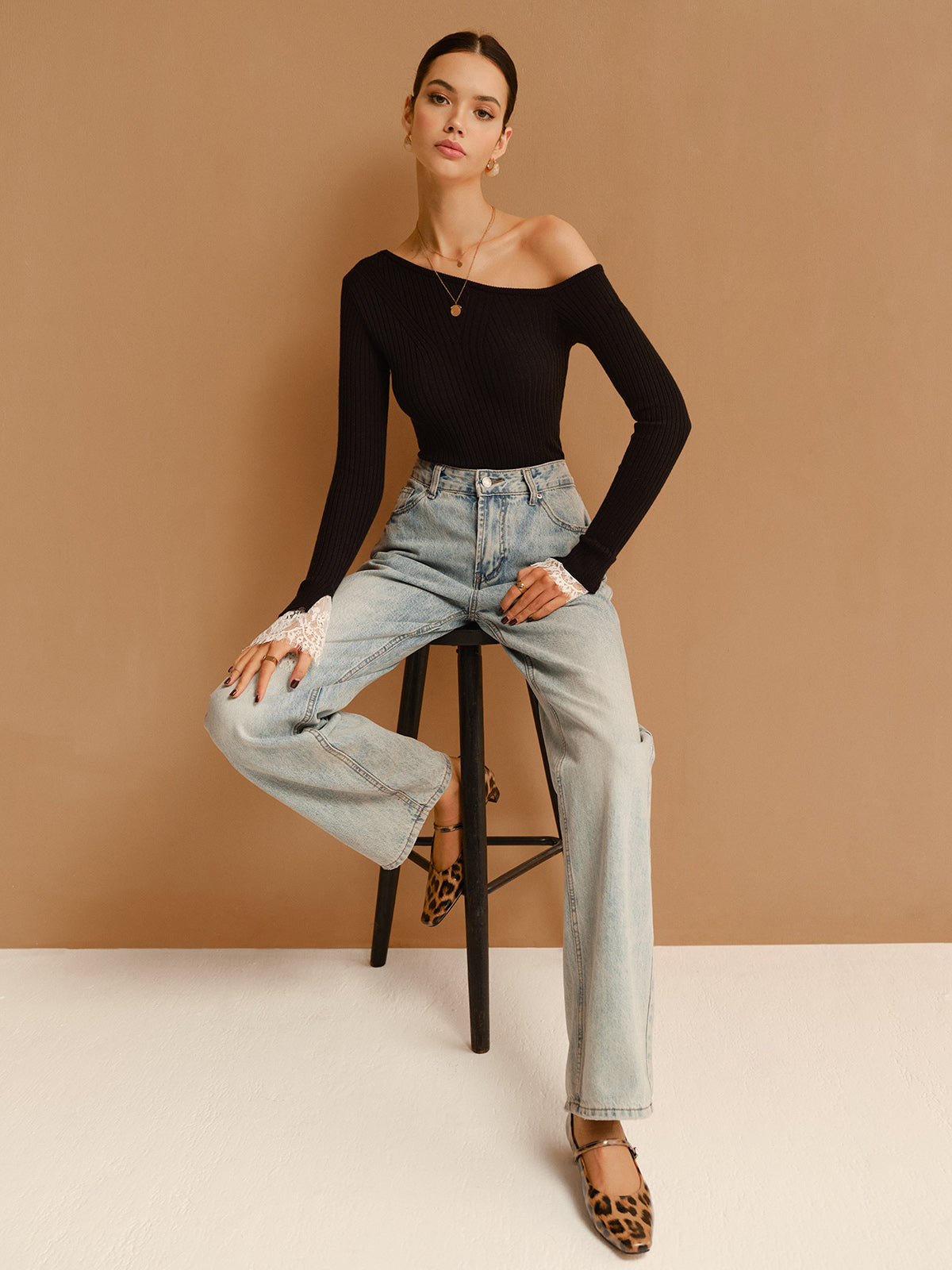 Slim Shirt with Lace Cuffs