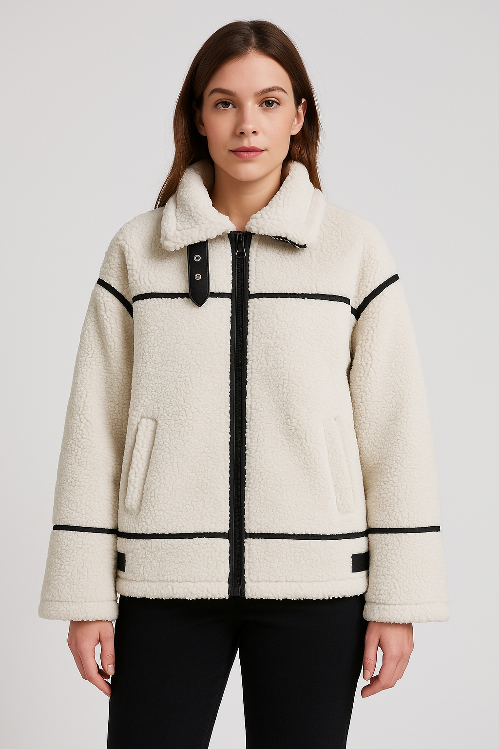 Nina Faux Shearling Bomber Jacket