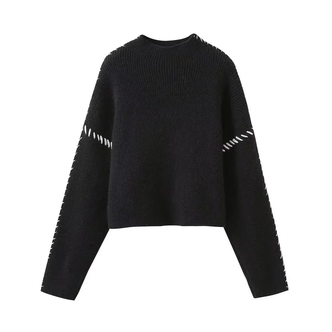 Architectural Cotton-Detail Sweater in Soft Sand