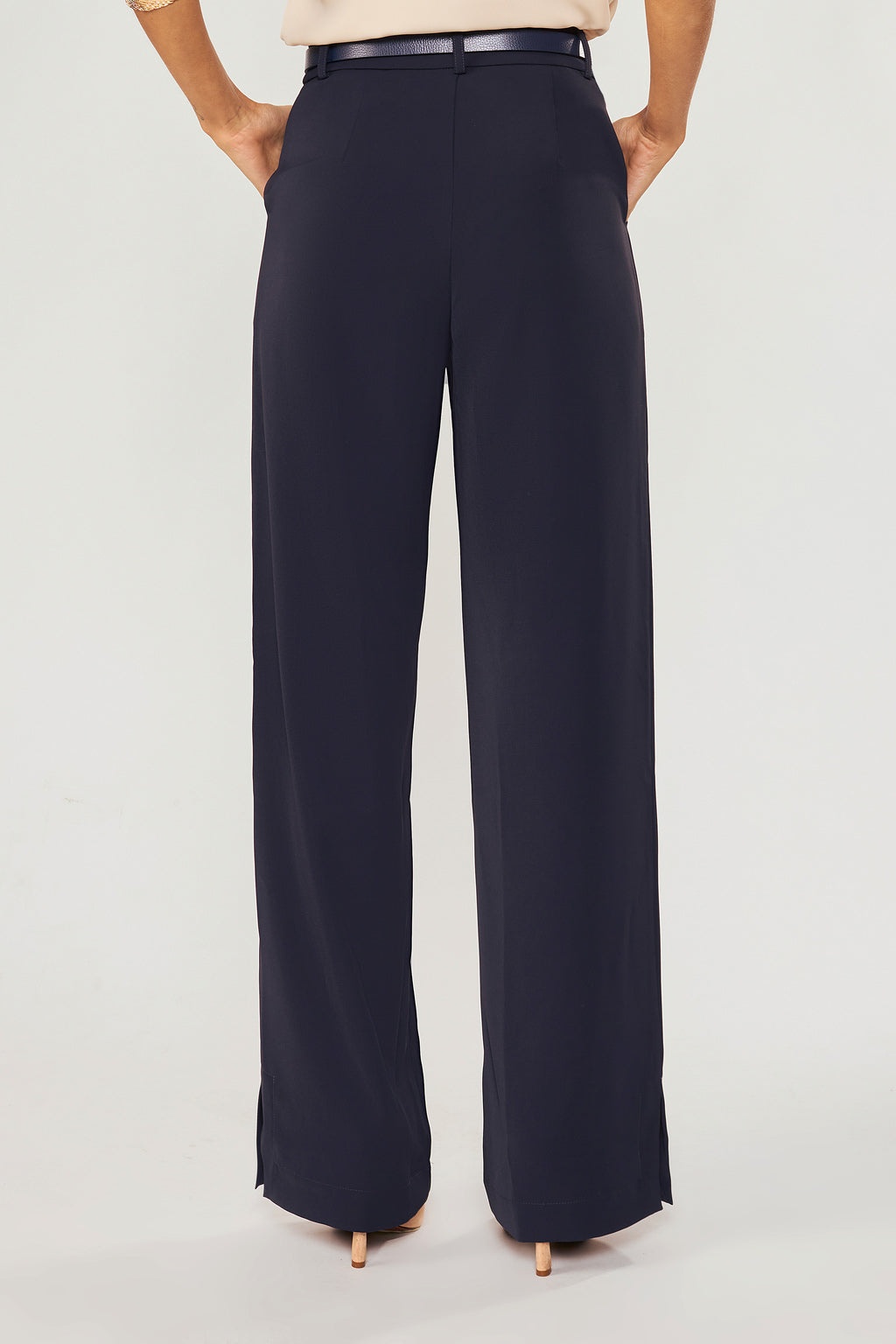 Navy blue straight trousers