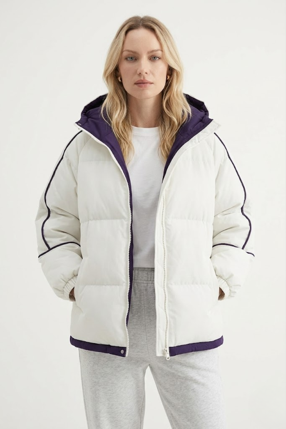 Women's Insulated Hooded Puffer Jacket - Windproof Winter Parka