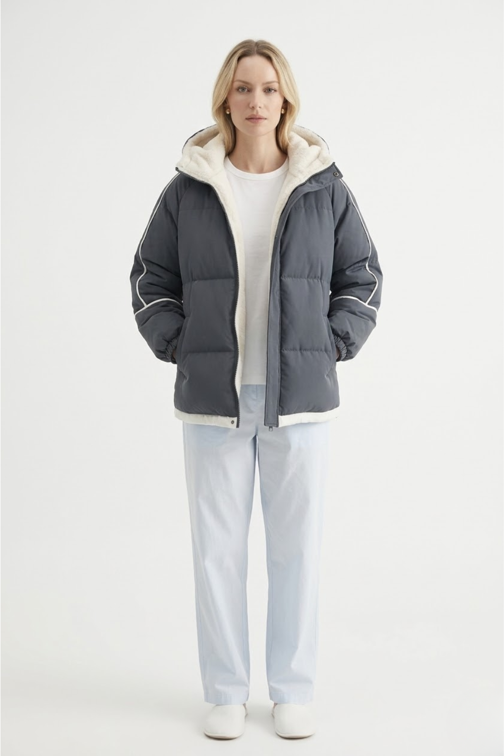 Women's Insulated Hooded Puffer Jacket - Windproof Winter Parka