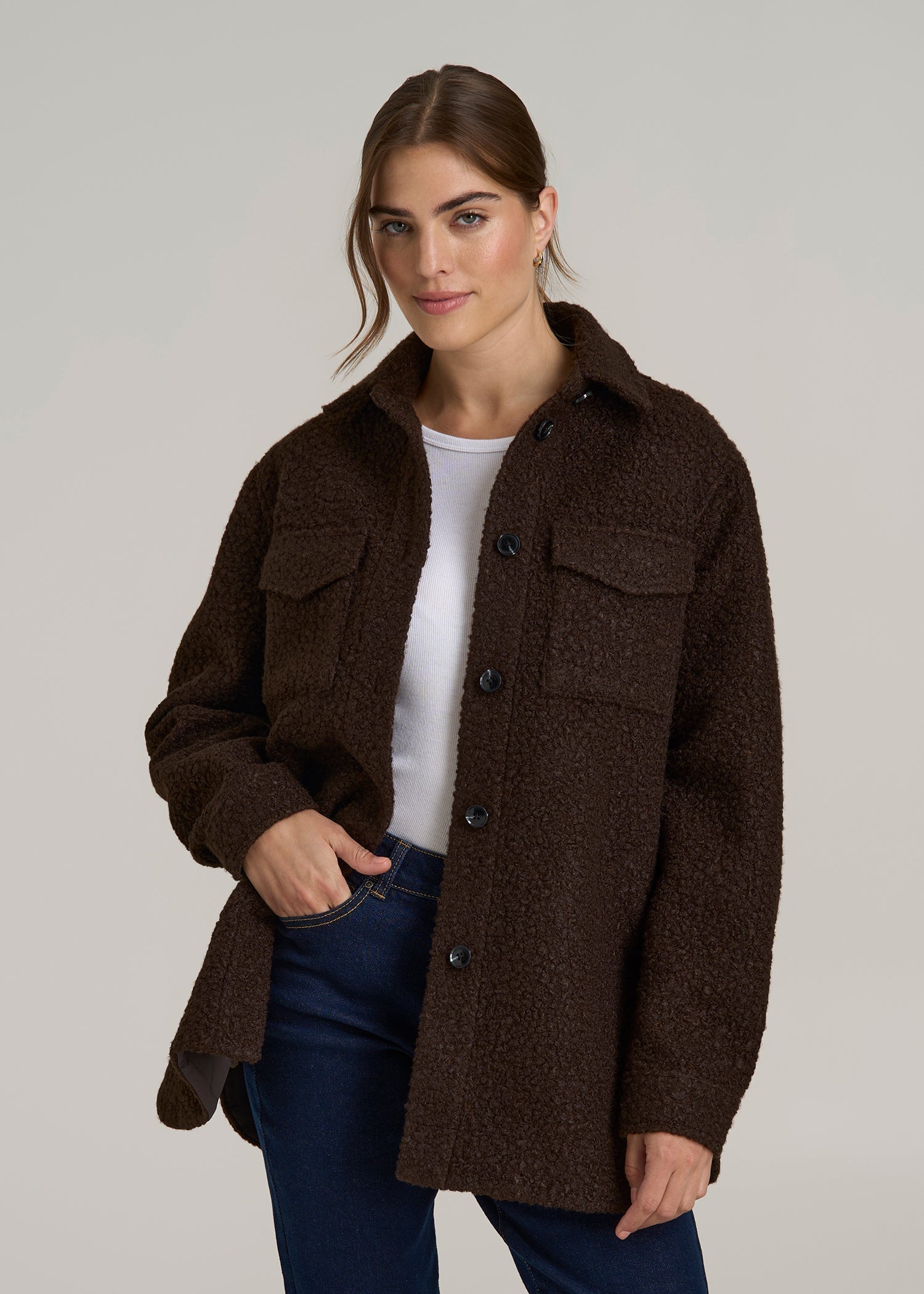 Women's Brown Bouclé Coat
