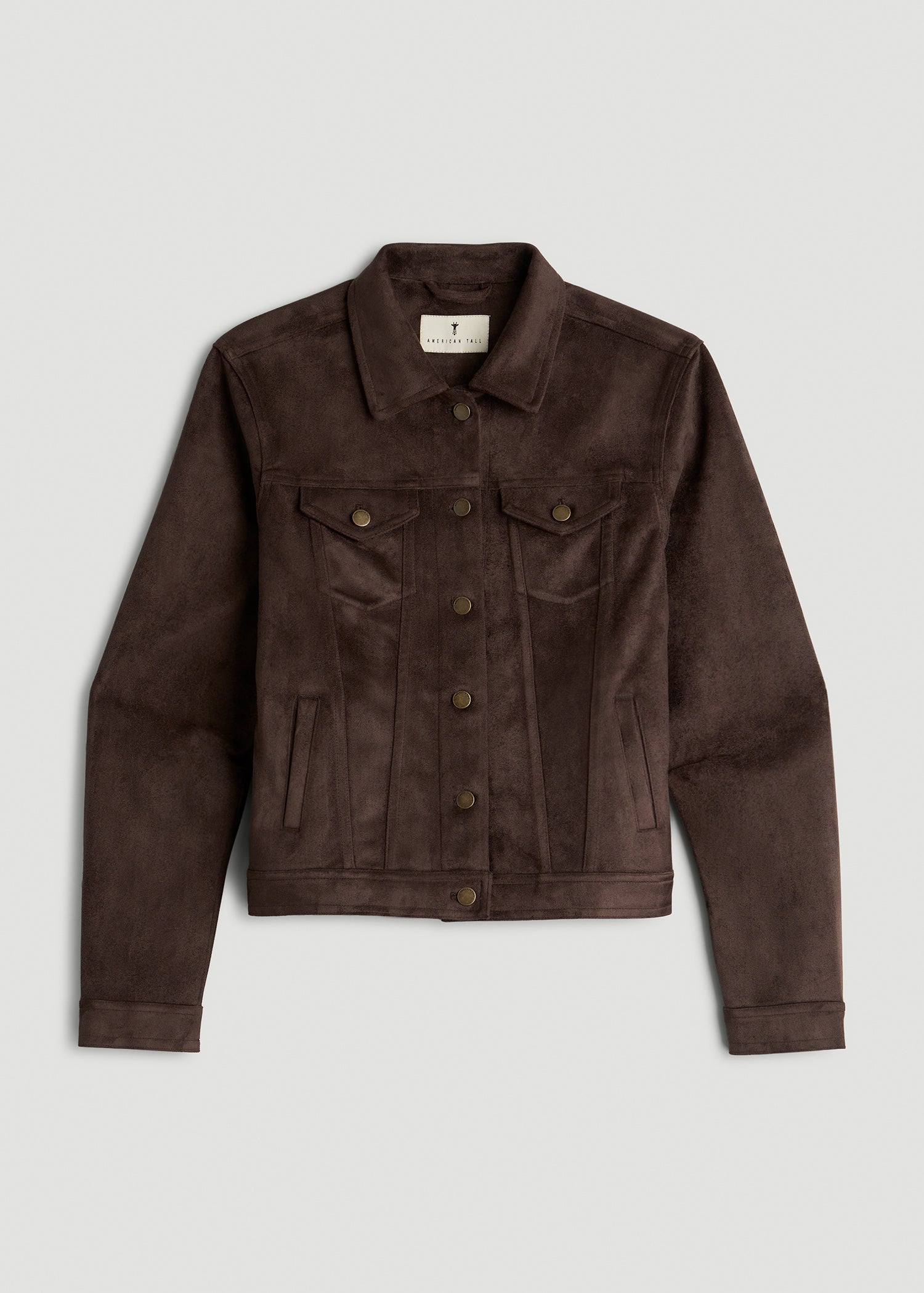 True Touch Suede Trucker Jacket in Espresso Brown