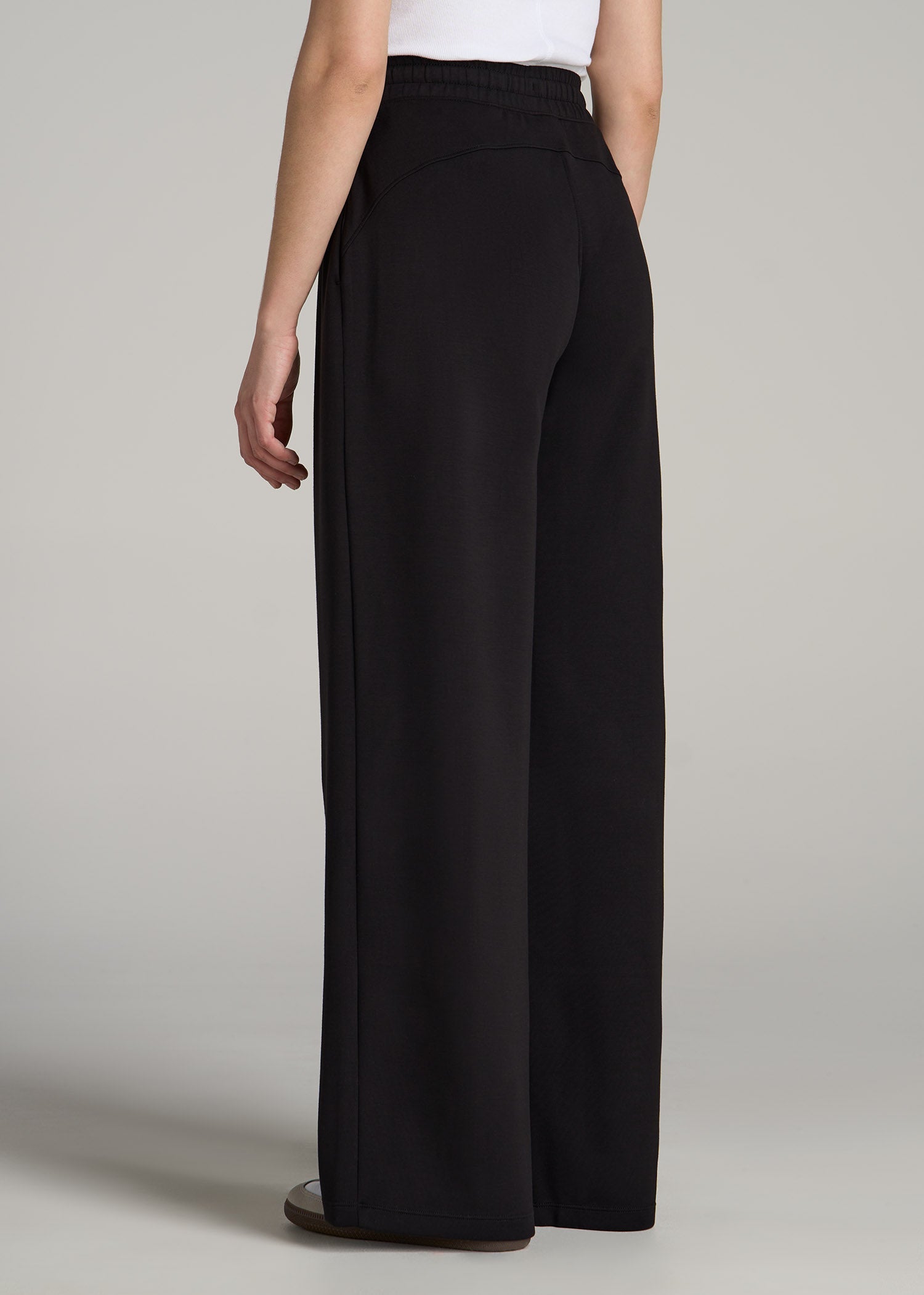 Pull-On Tie Waist Wide Leg Pants Black