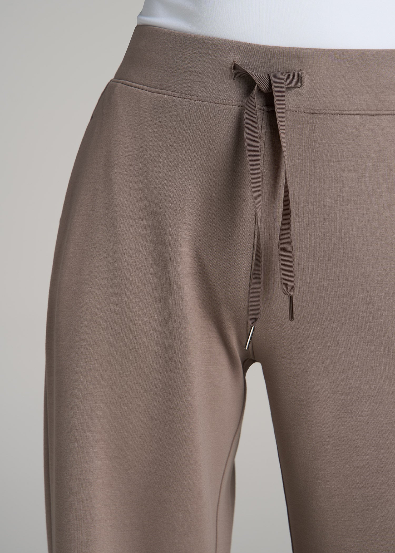 Pull-On Tie Waist Wide Leg Pants Portobello