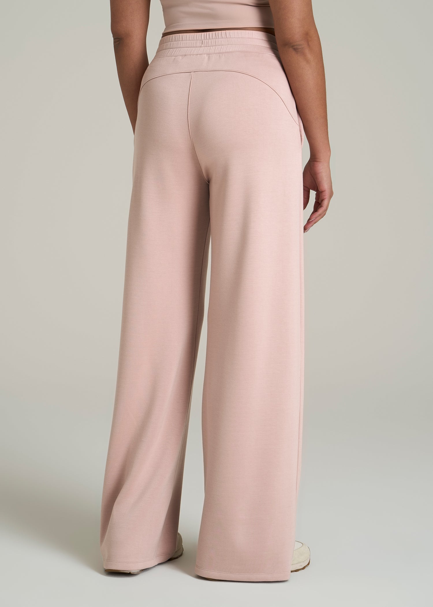 Pull-On Tie Waist Wide Leg Pants Desert Rose