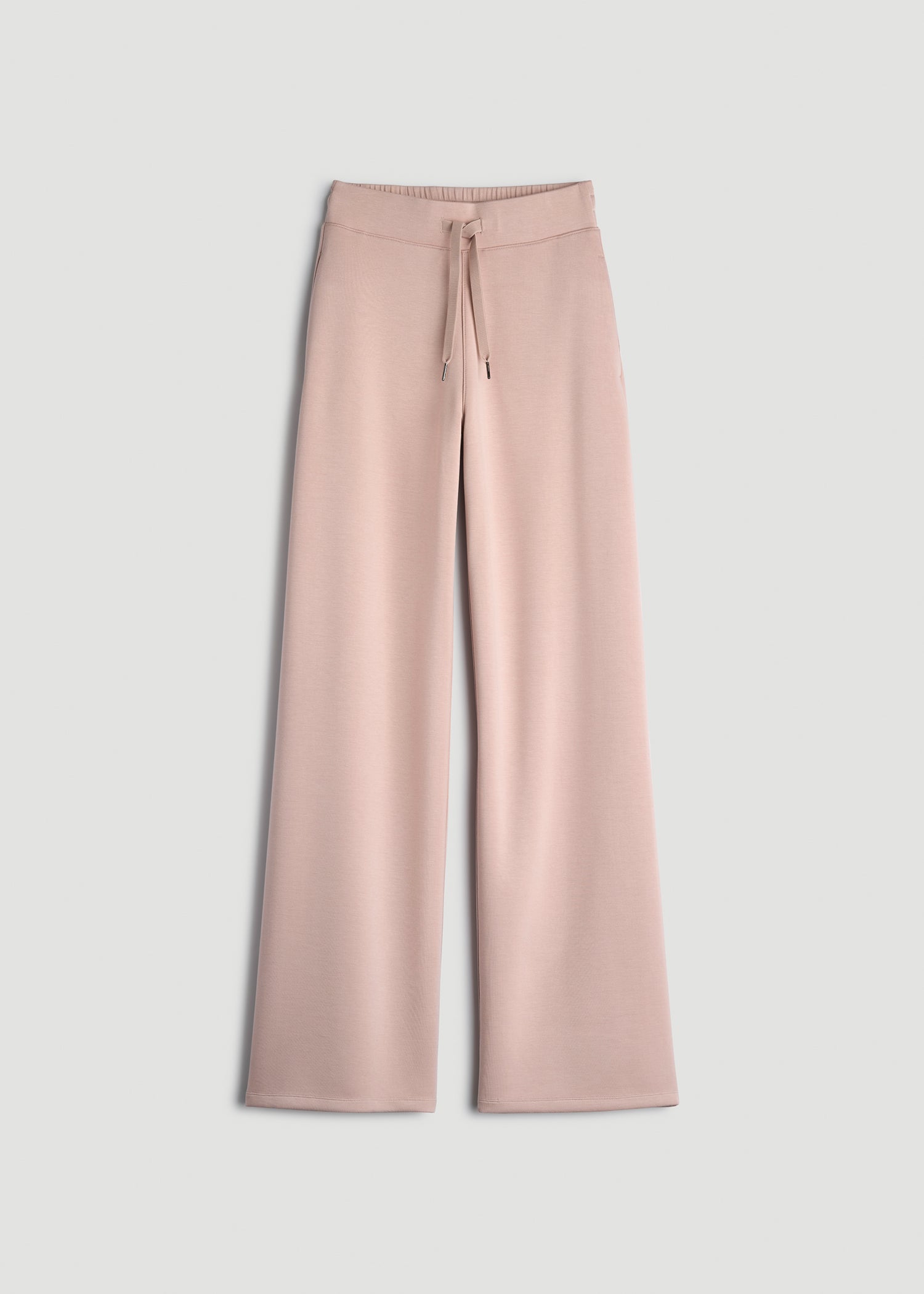 Pull-On Tie Waist Wide Leg Pants Desert Rose