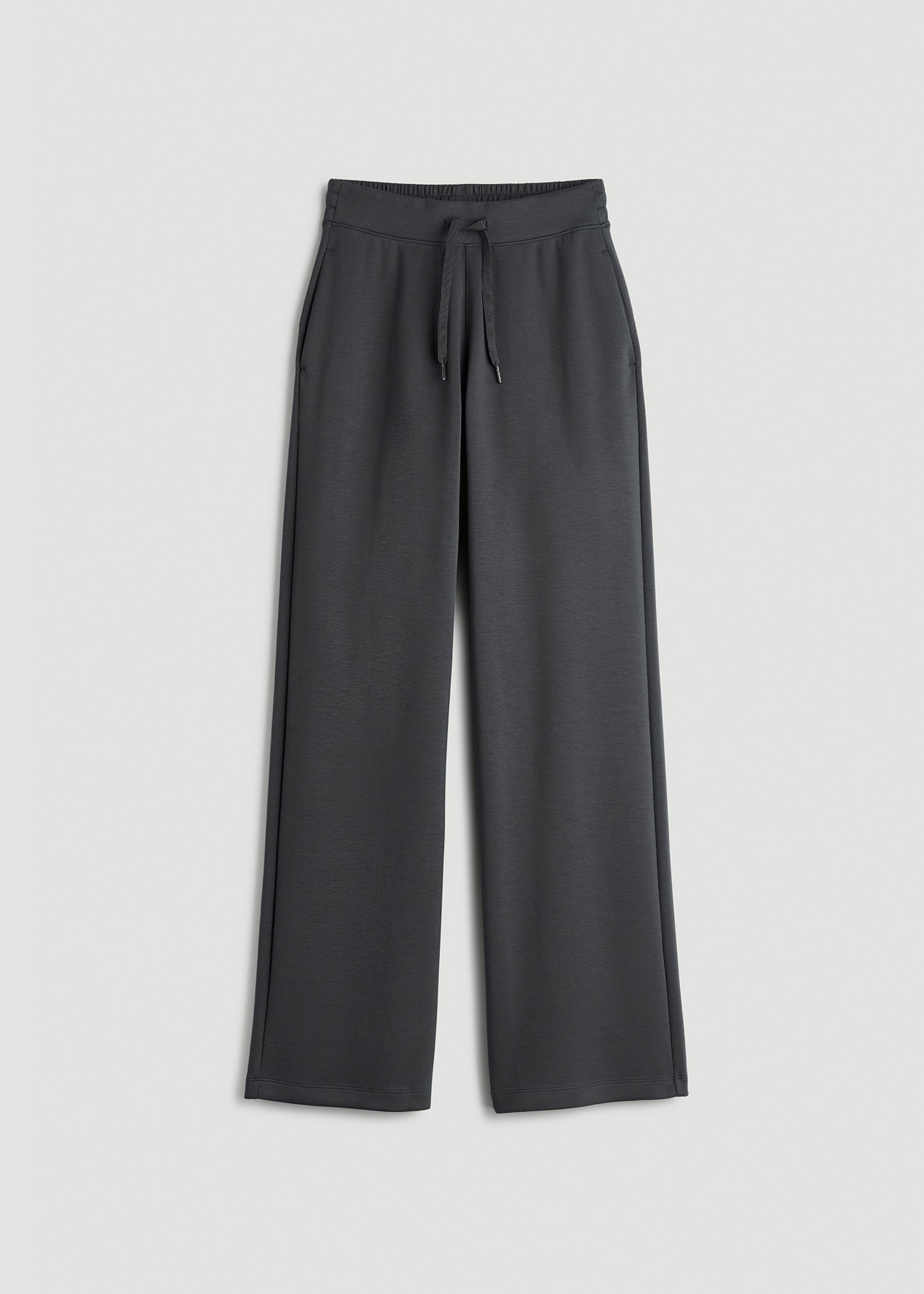 Pull-On Tie Waist Wide Leg Pants Iron Grey