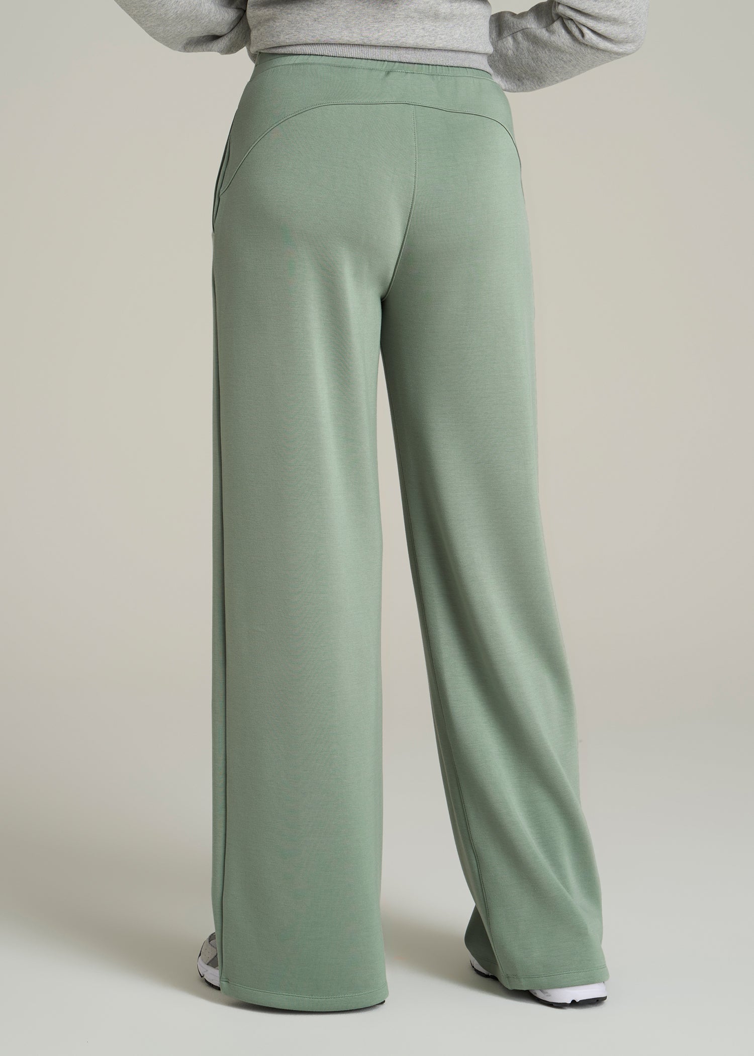 Pull-On Tie Waist Wide Leg Pants Seagrass