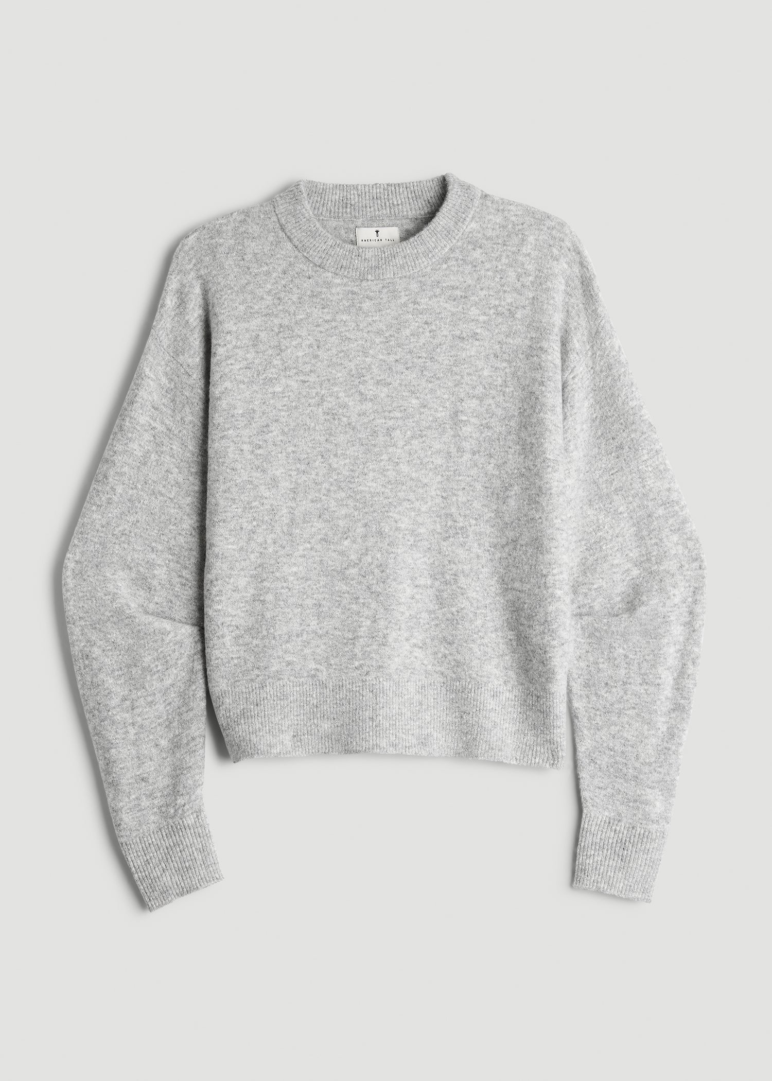 Crewneck Wool Blend Tall Women's Sweater in Grey