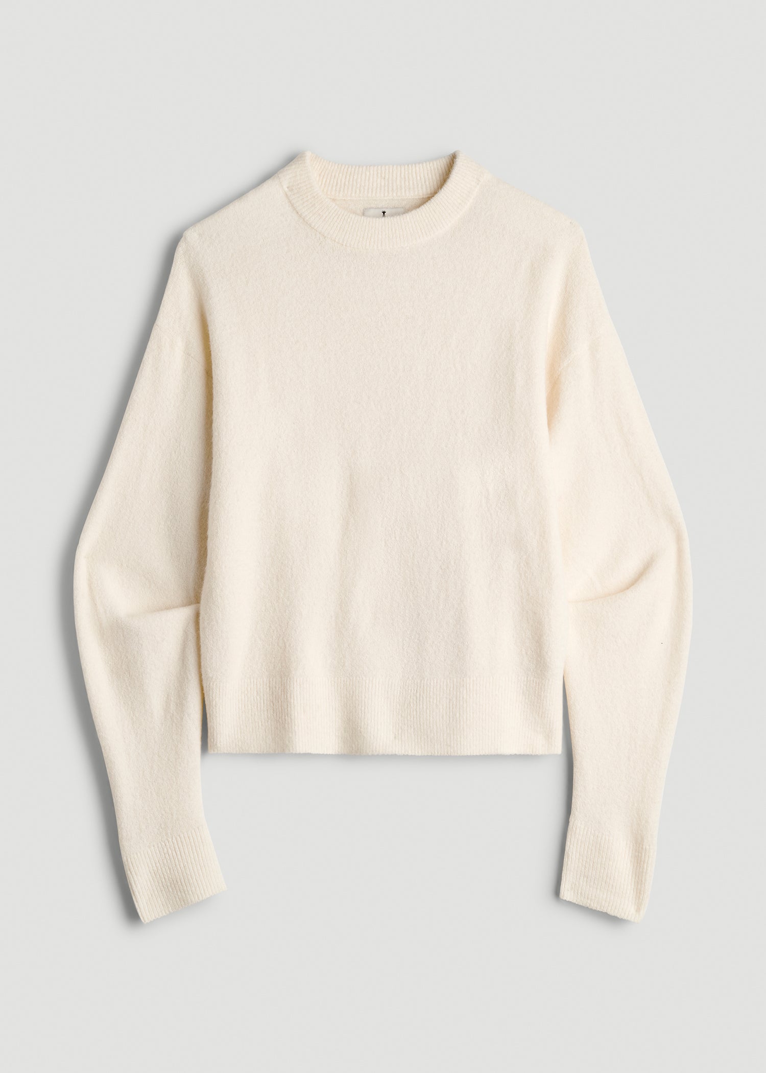 Crewneck Wool Blend Tall Women's Sweater in White