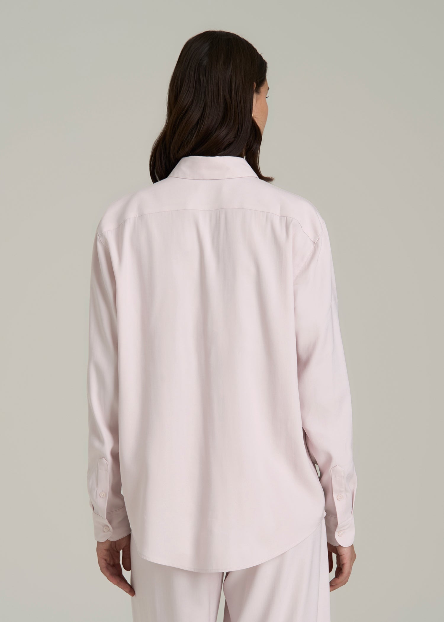 Button-Up Single-Pocket Blouse Light Pink