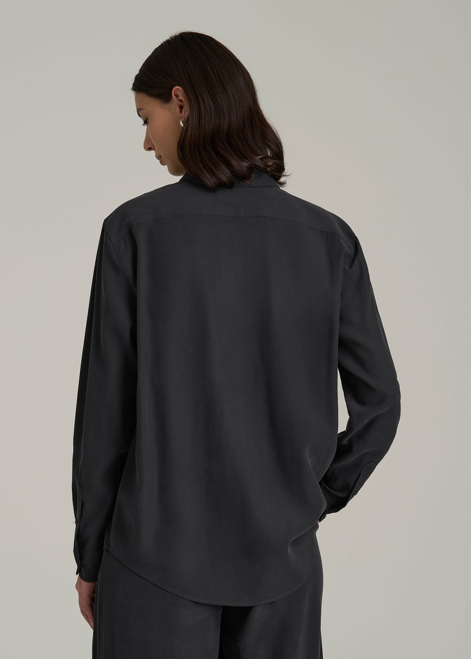 Button-Up Single-Pocket Blouse Black