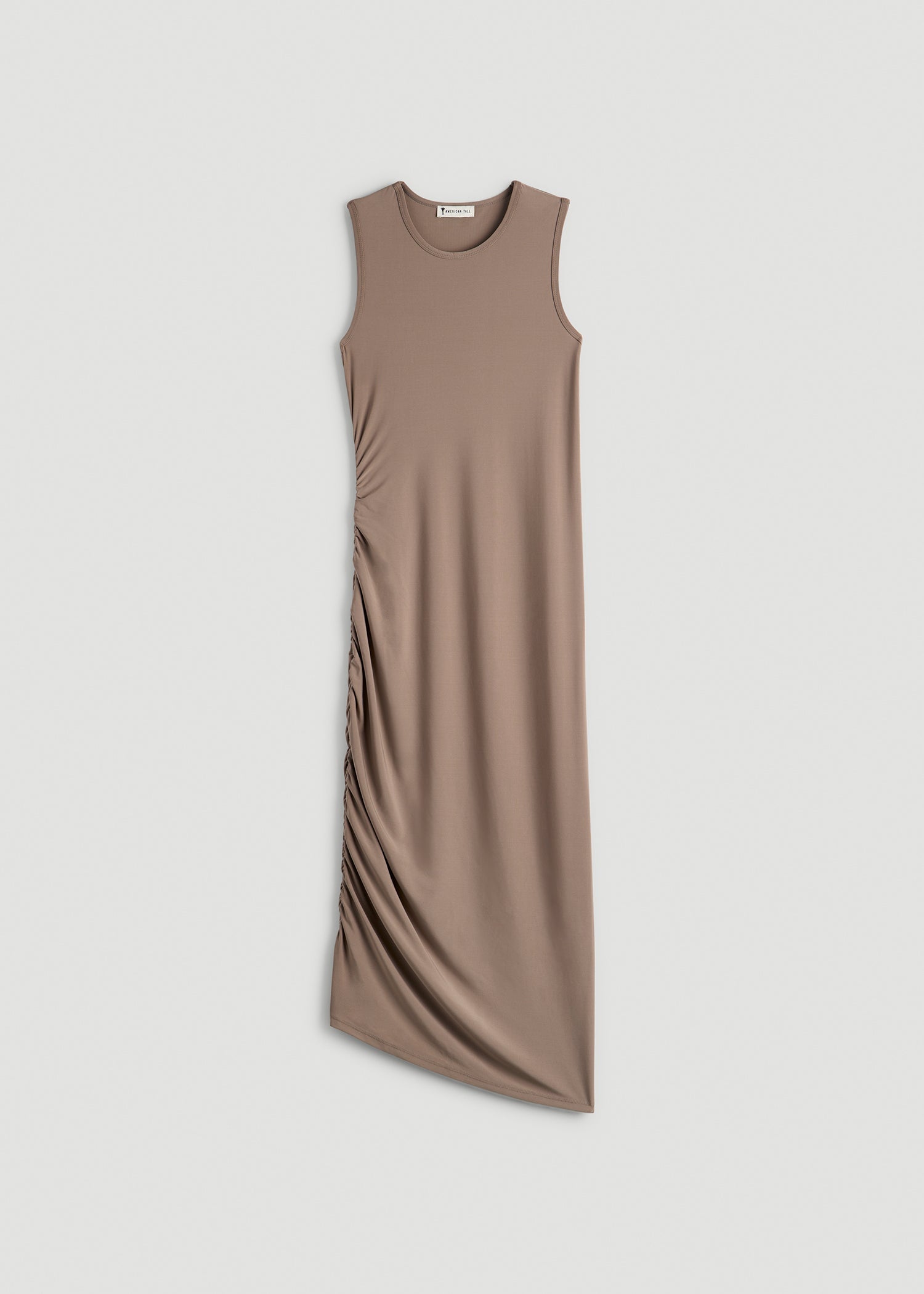 Ruched Jersey Midi Dress Dark Sand