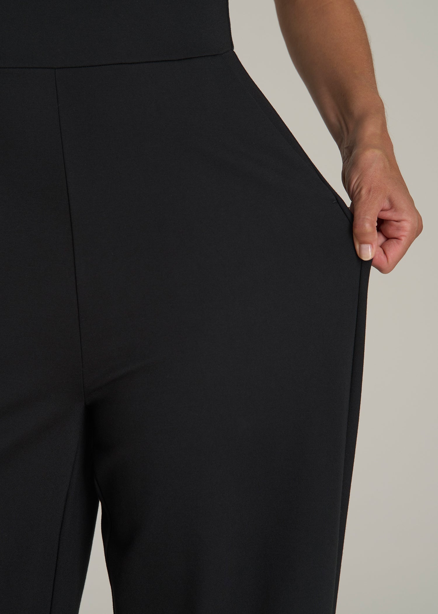 Soft Flex Ponte Wide-Leg V-Neck Jumpsuit Black