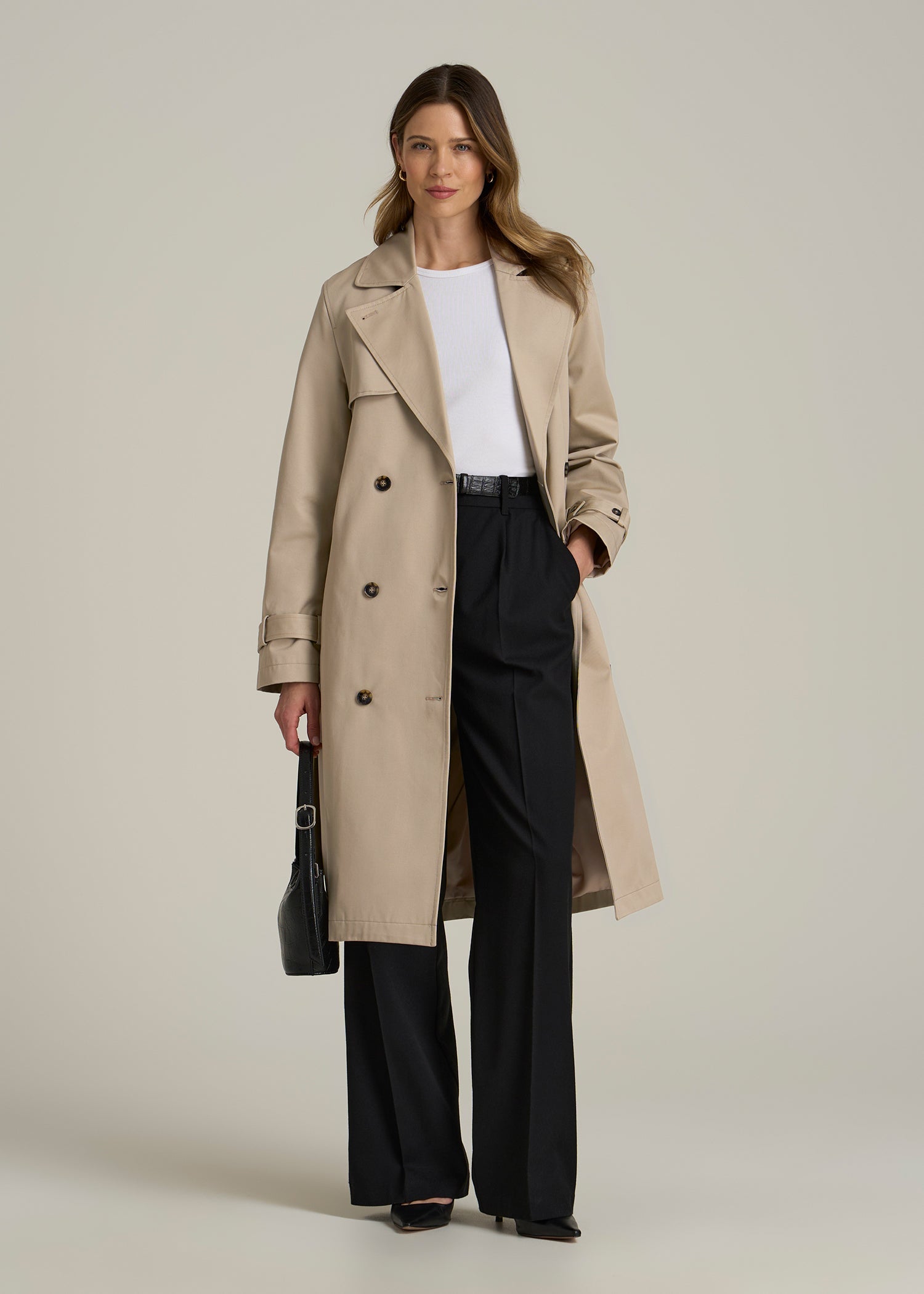 Double-Breasted Trench Coat in Classic Light Khaki