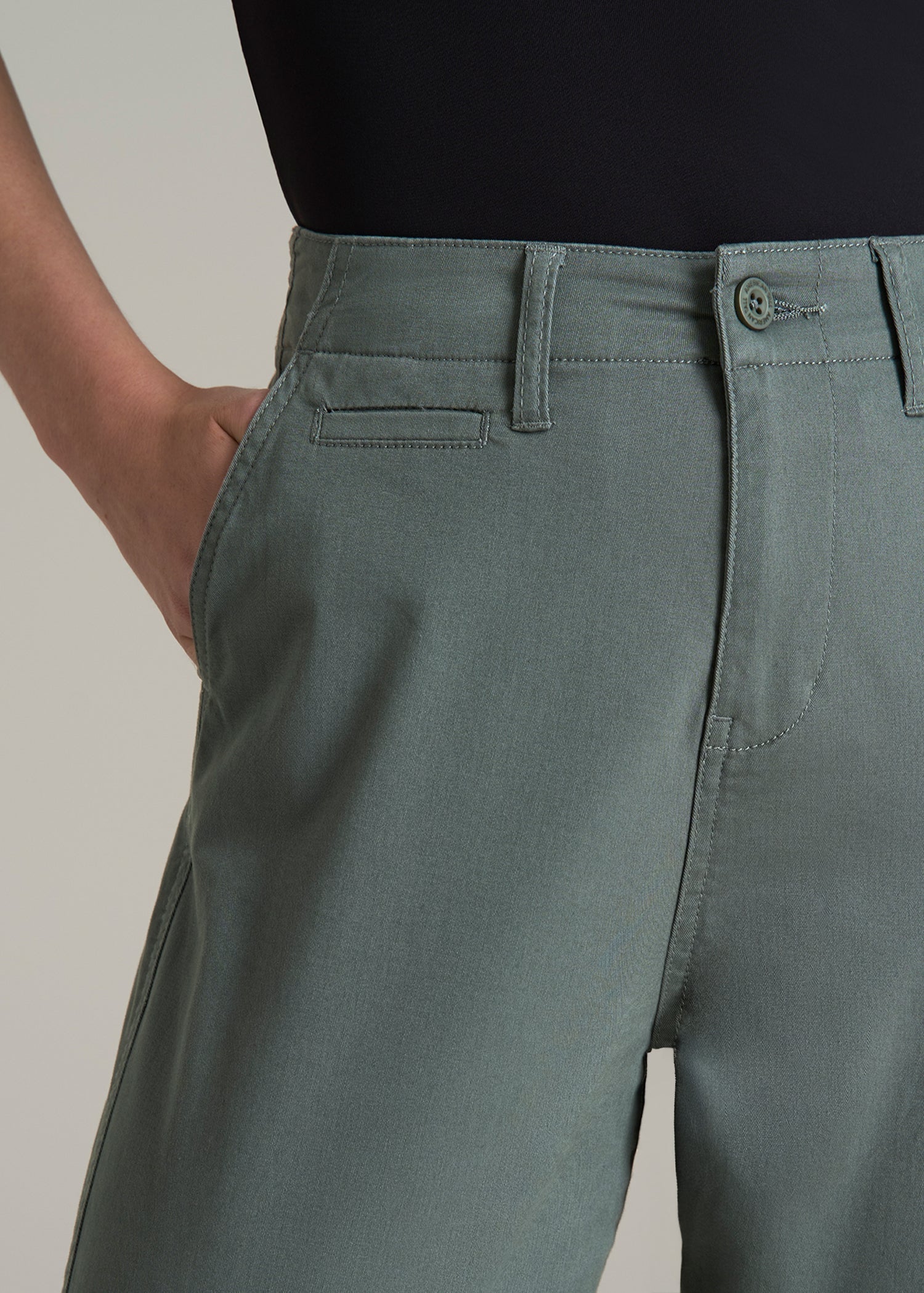 High Rise Tapered Chino Pants Green