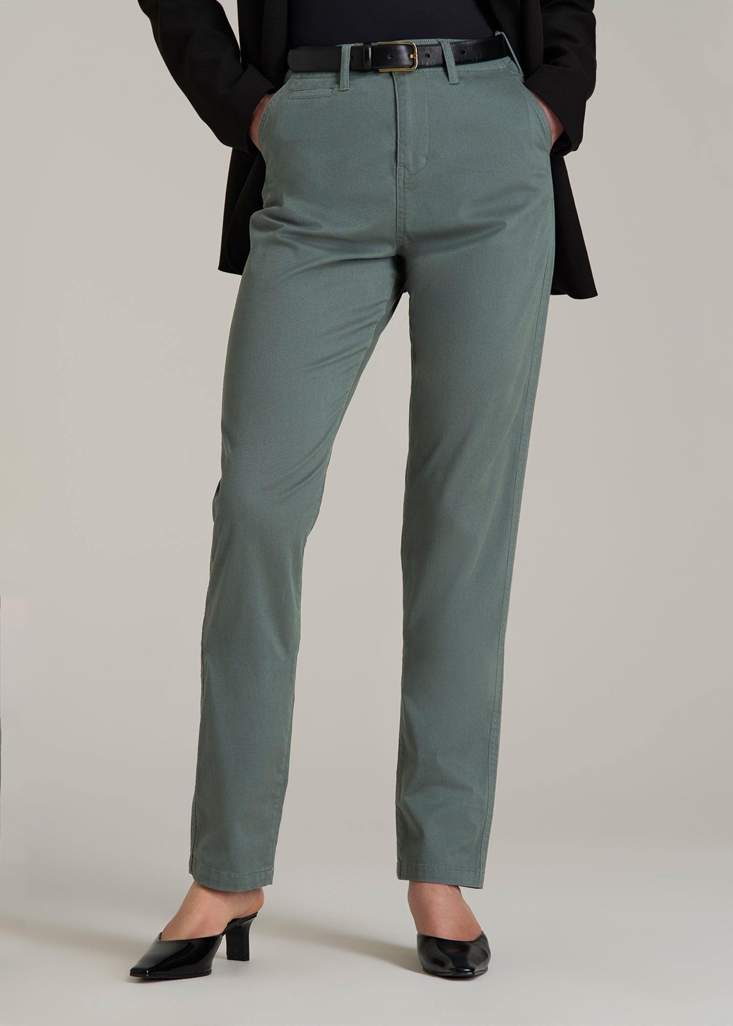 High Rise Tapered Chino Pants Green