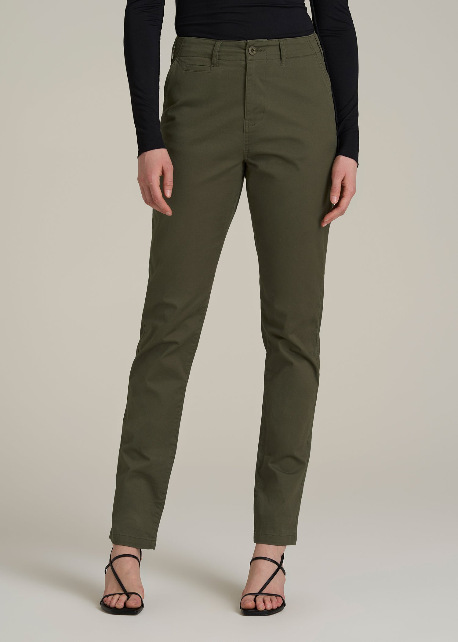 High Rise Tapered Chino Pants Forest Night