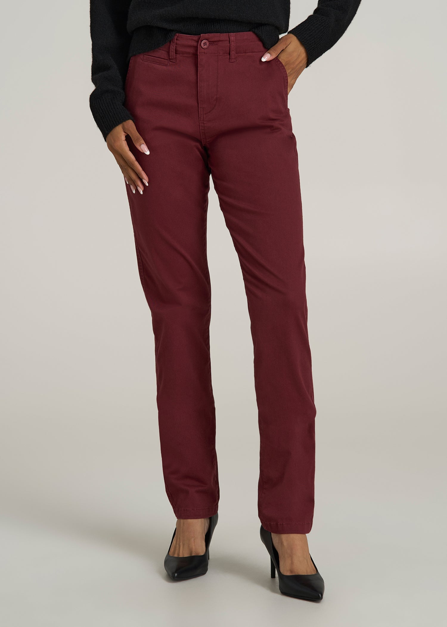 High Rise Tapered Chino Pants Red Ochre