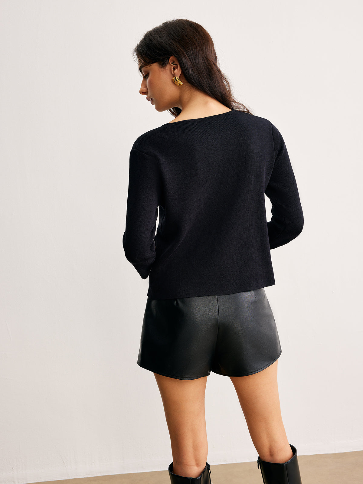 Knitted Cardigan with Pockets and Ties
