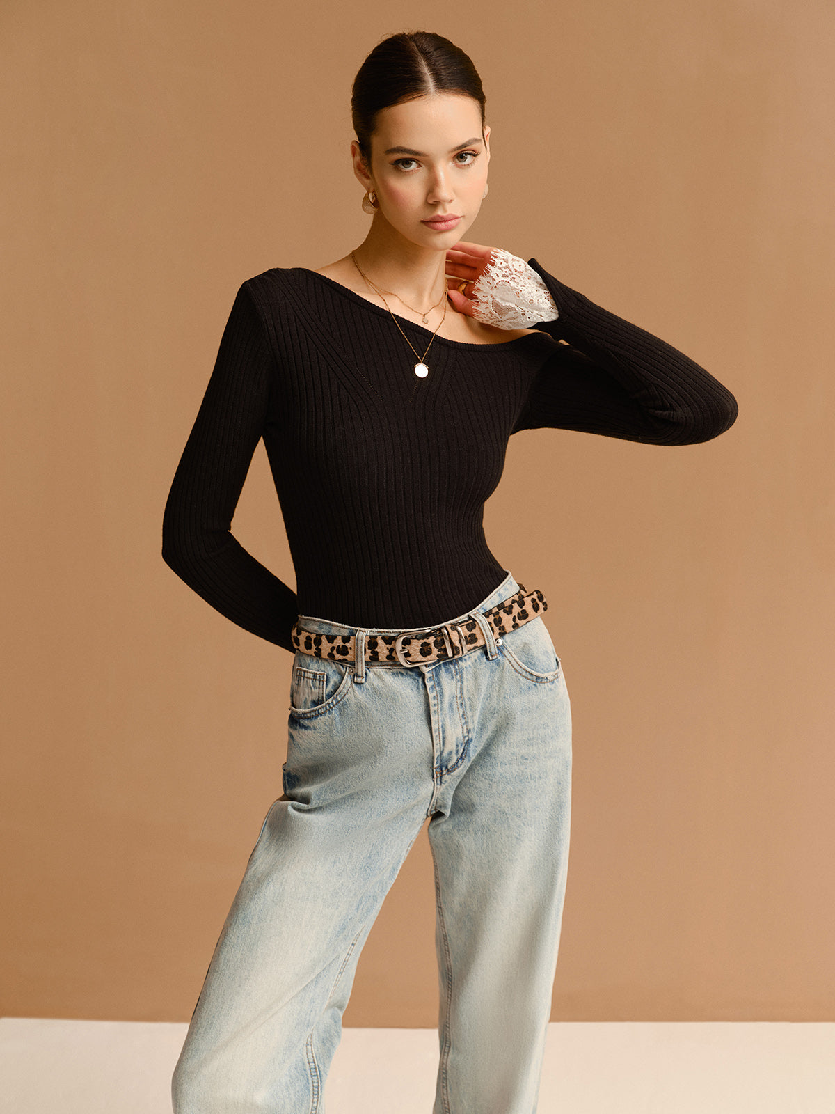 Slim Shirt with Lace Cuffs