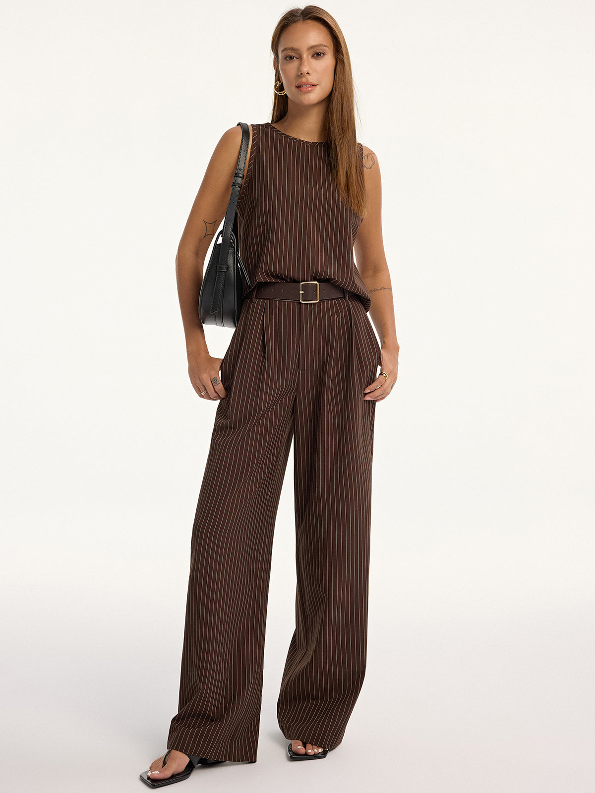 Pinstripe Sleeveless Top and Pants