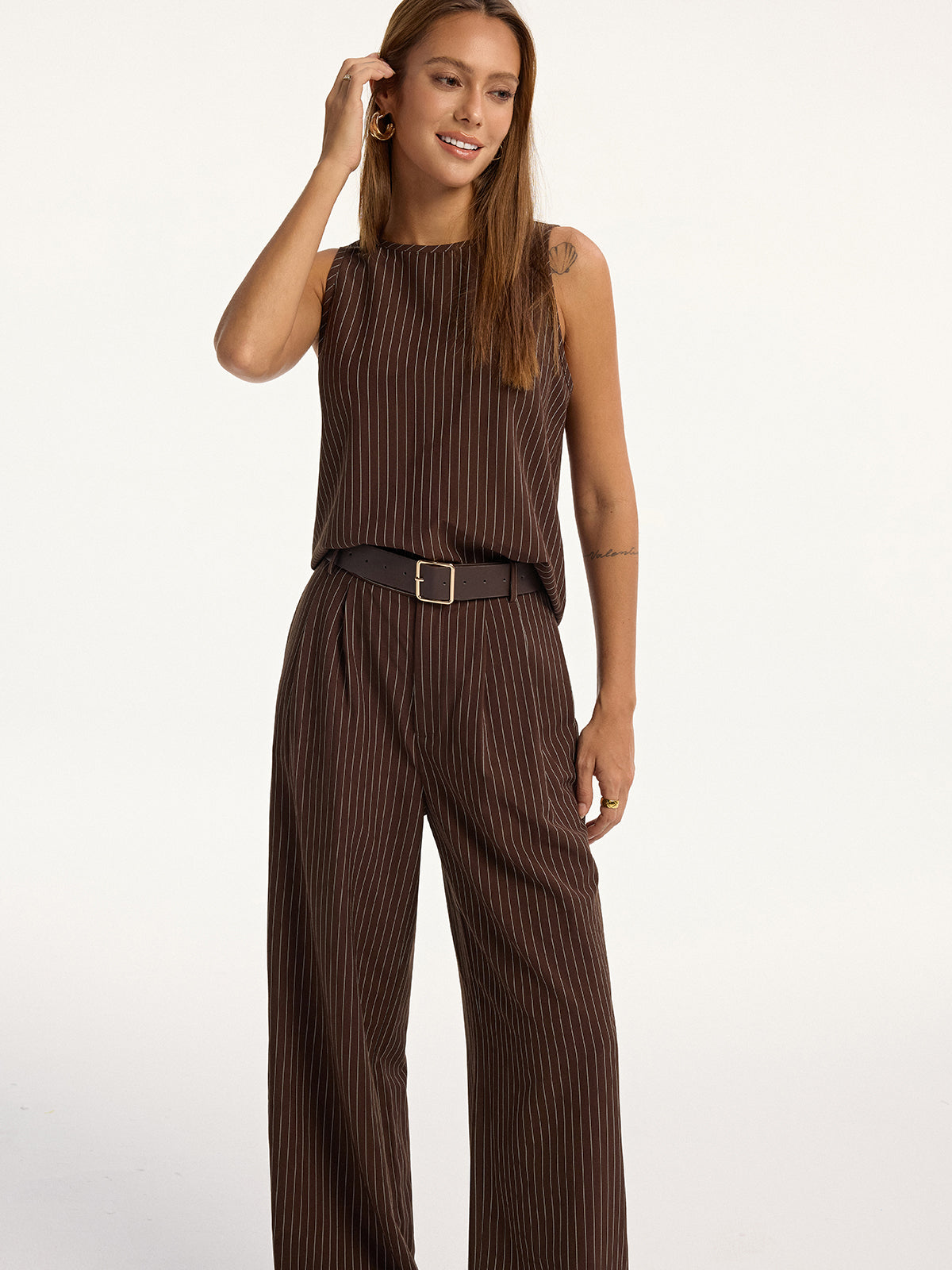 Pinstripe Sleeveless Top and Pants