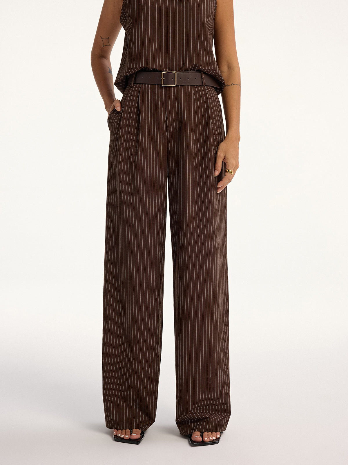 Pinstripe Sleeveless Top and Pants