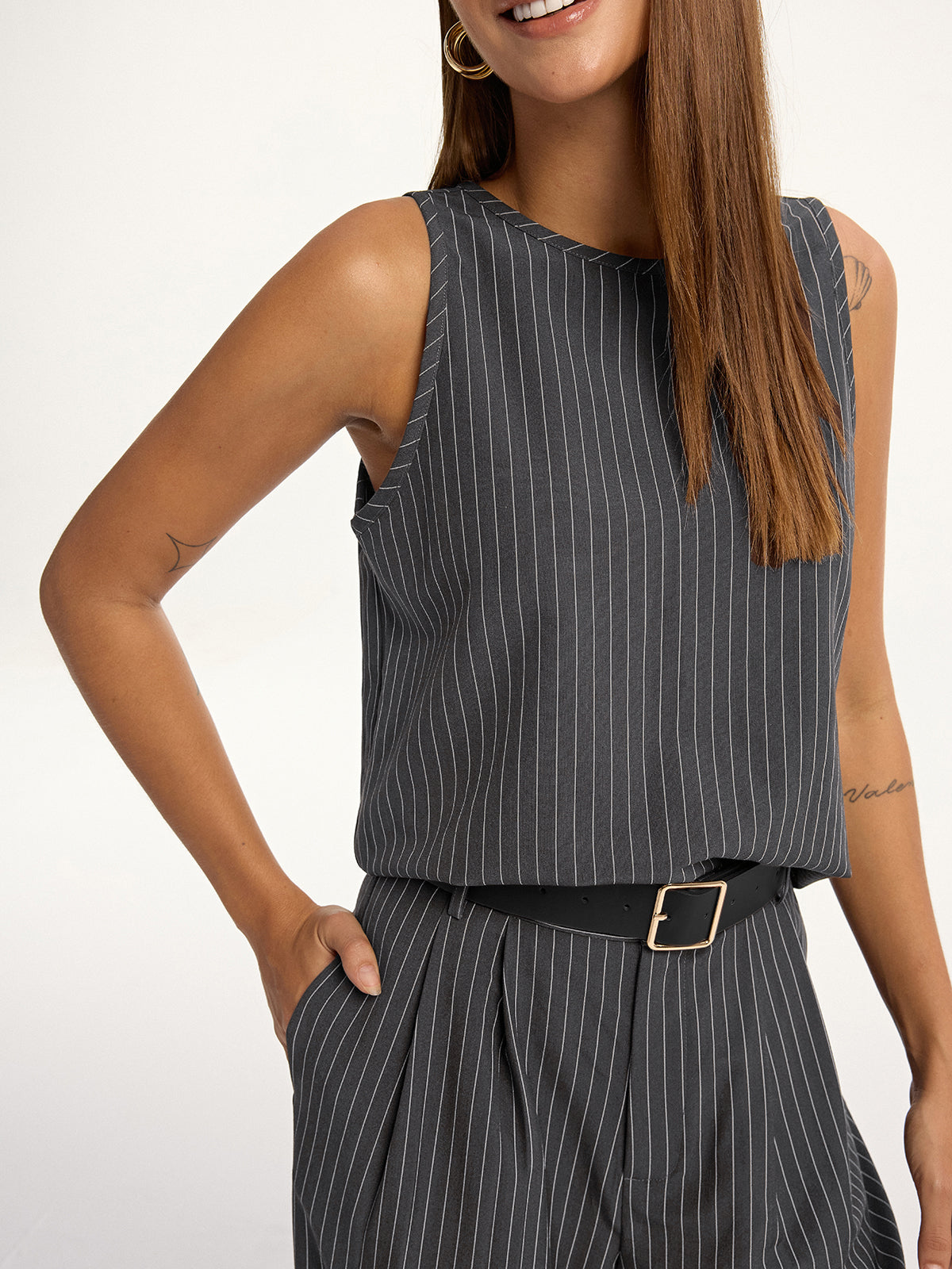 Pinstripe Sleeveless Top and Pants