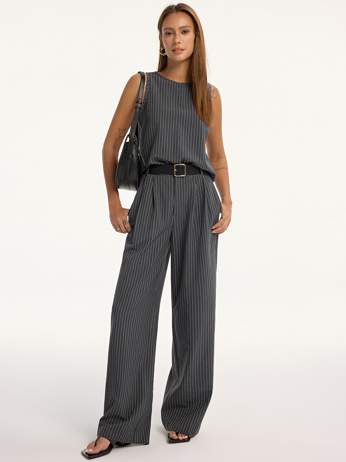 Pinstripe Sleeveless Top and Pants
