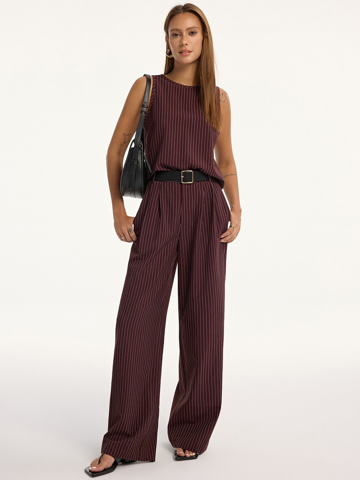 Pinstripe Sleeveless Top and Pants