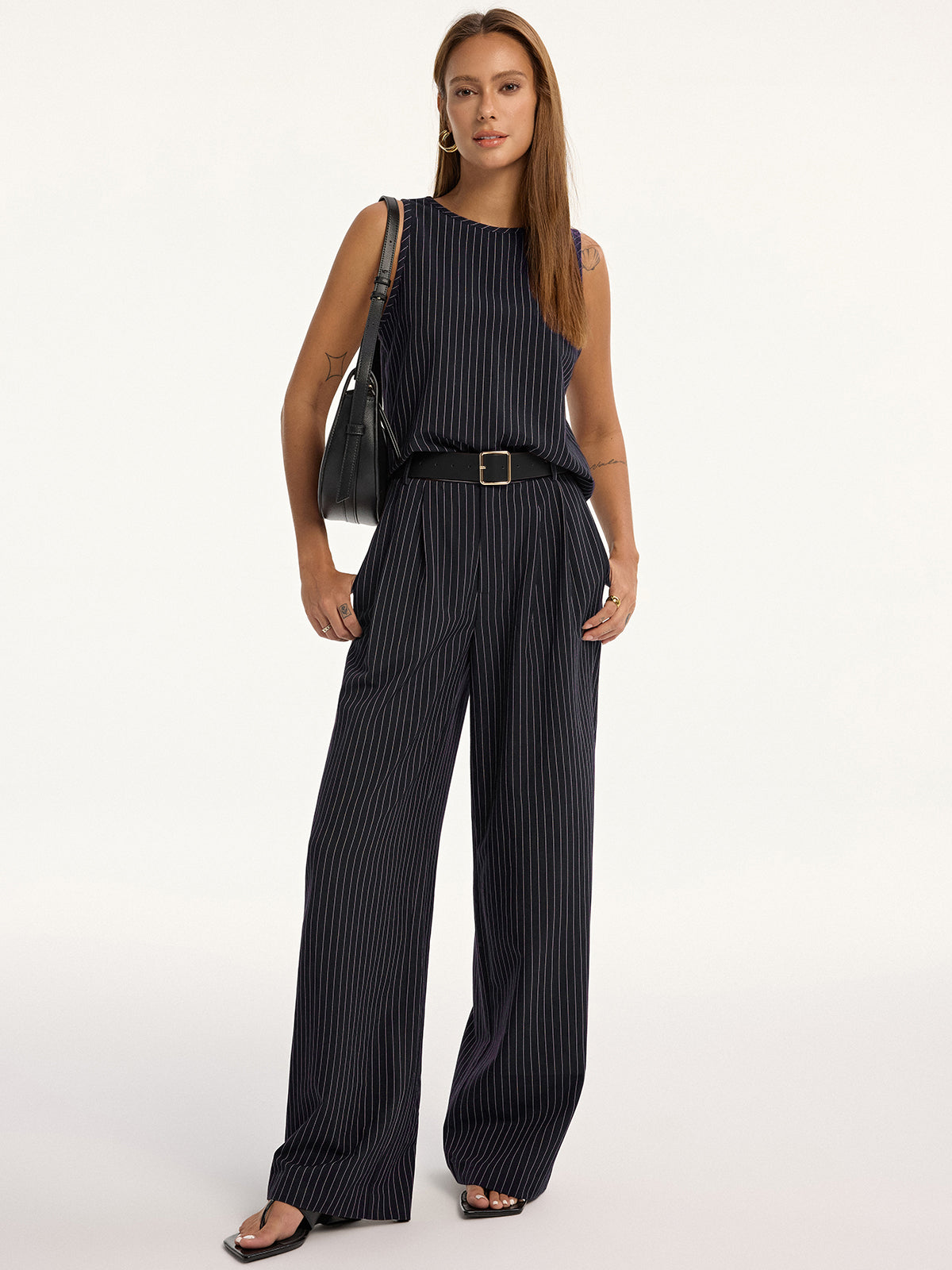 Pinstripe Sleeveless Top and Pants
