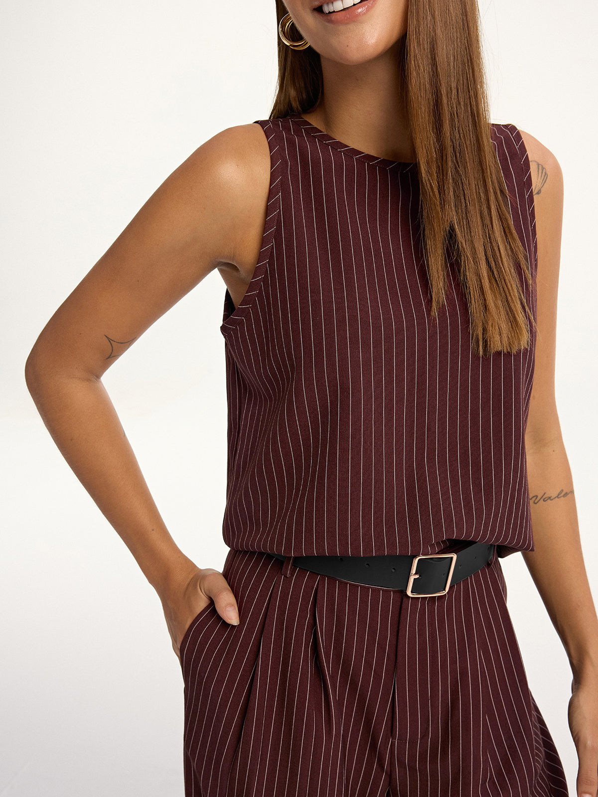 Pinstripe Sleeveless Top and Pants