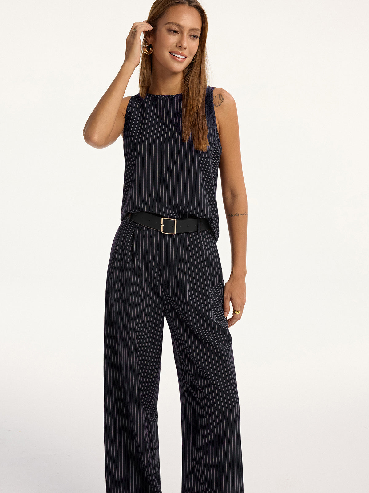 Pinstripe Sleeveless Top and Pants
