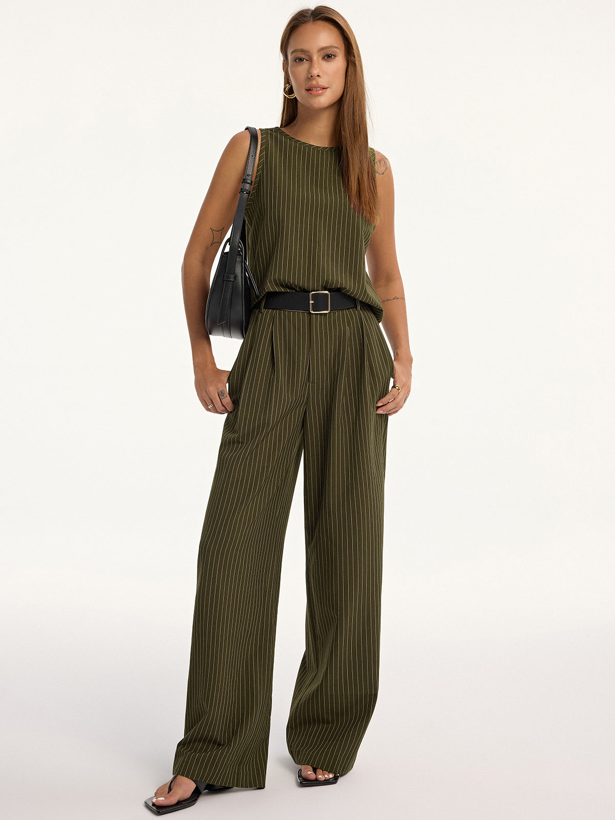 Pinstripe Sleeveless Top and Pants