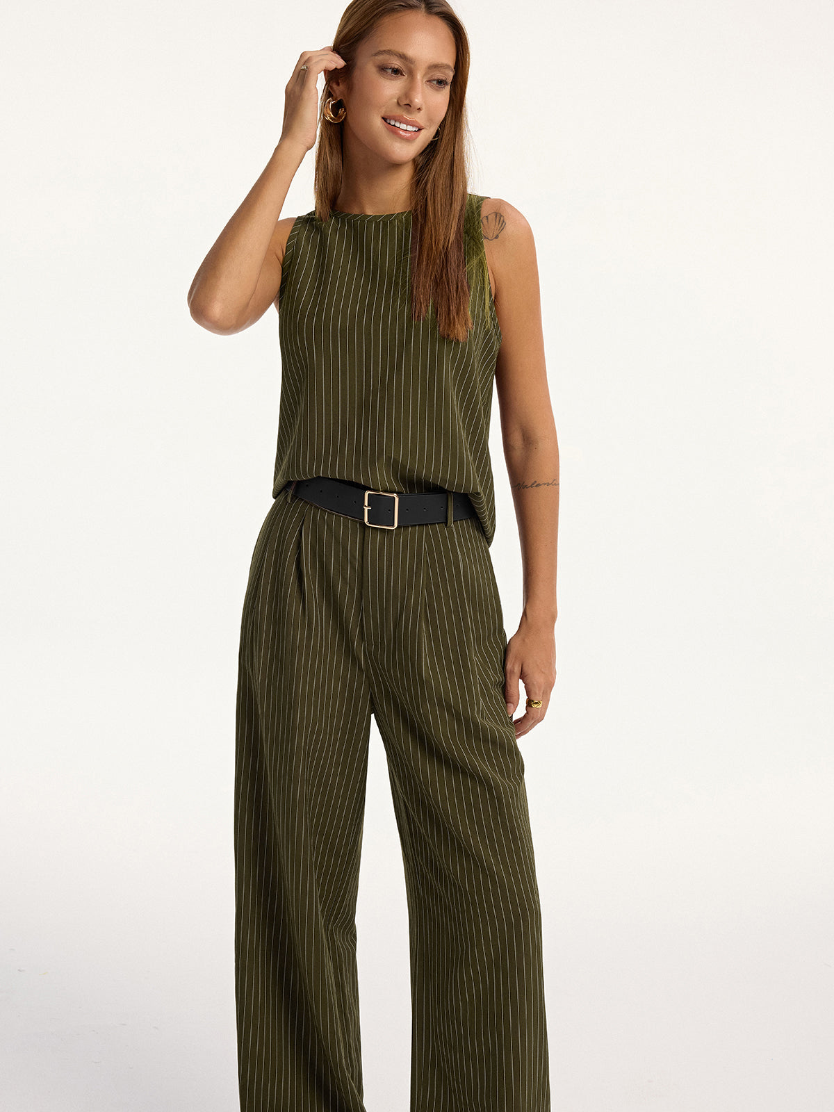 Pinstripe Sleeveless Top and Pants